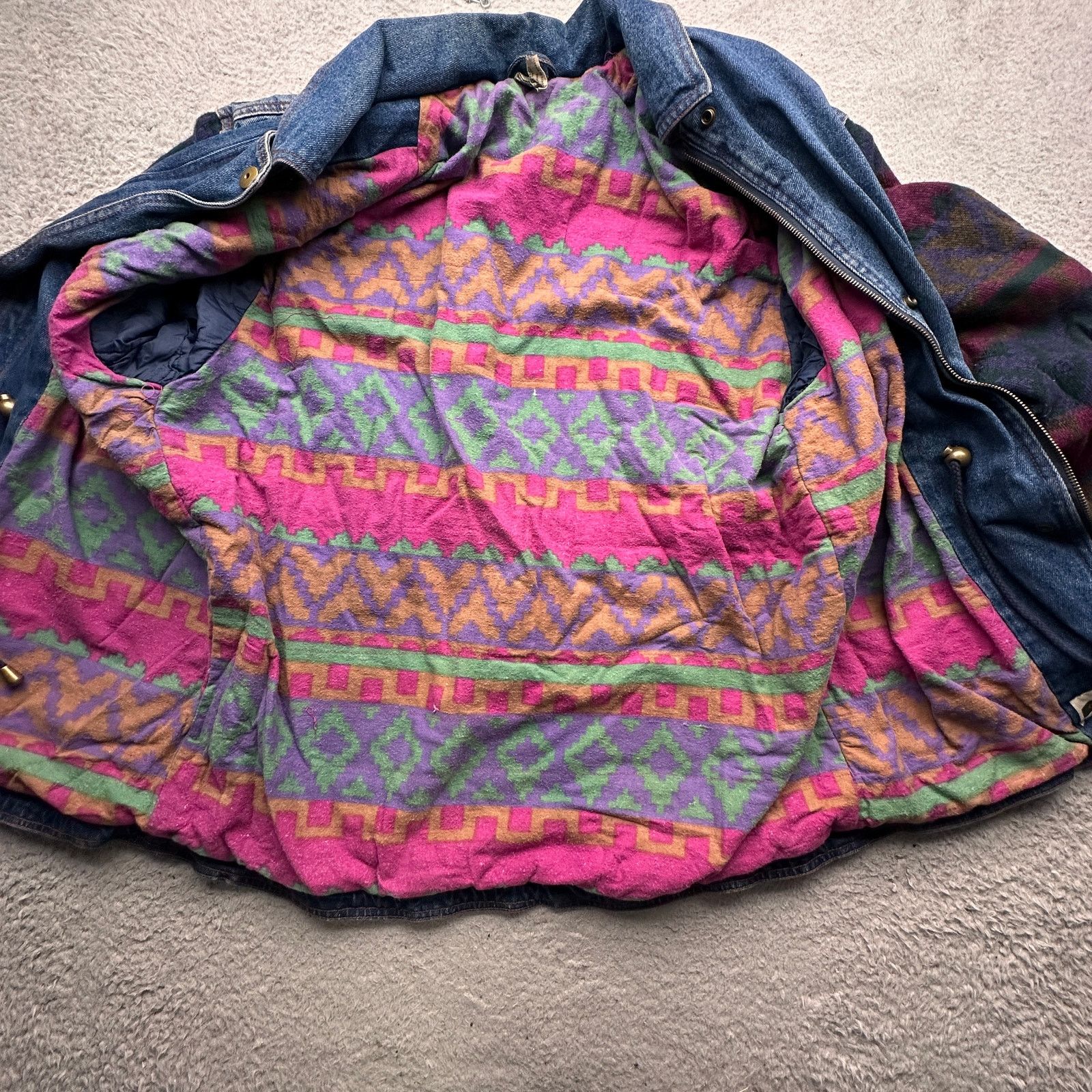 Other Vintage Outbrook Denim Aztec Chore Coat Jacket Women Large Size L / US 10 / IT 46 - 7 Thumbnail