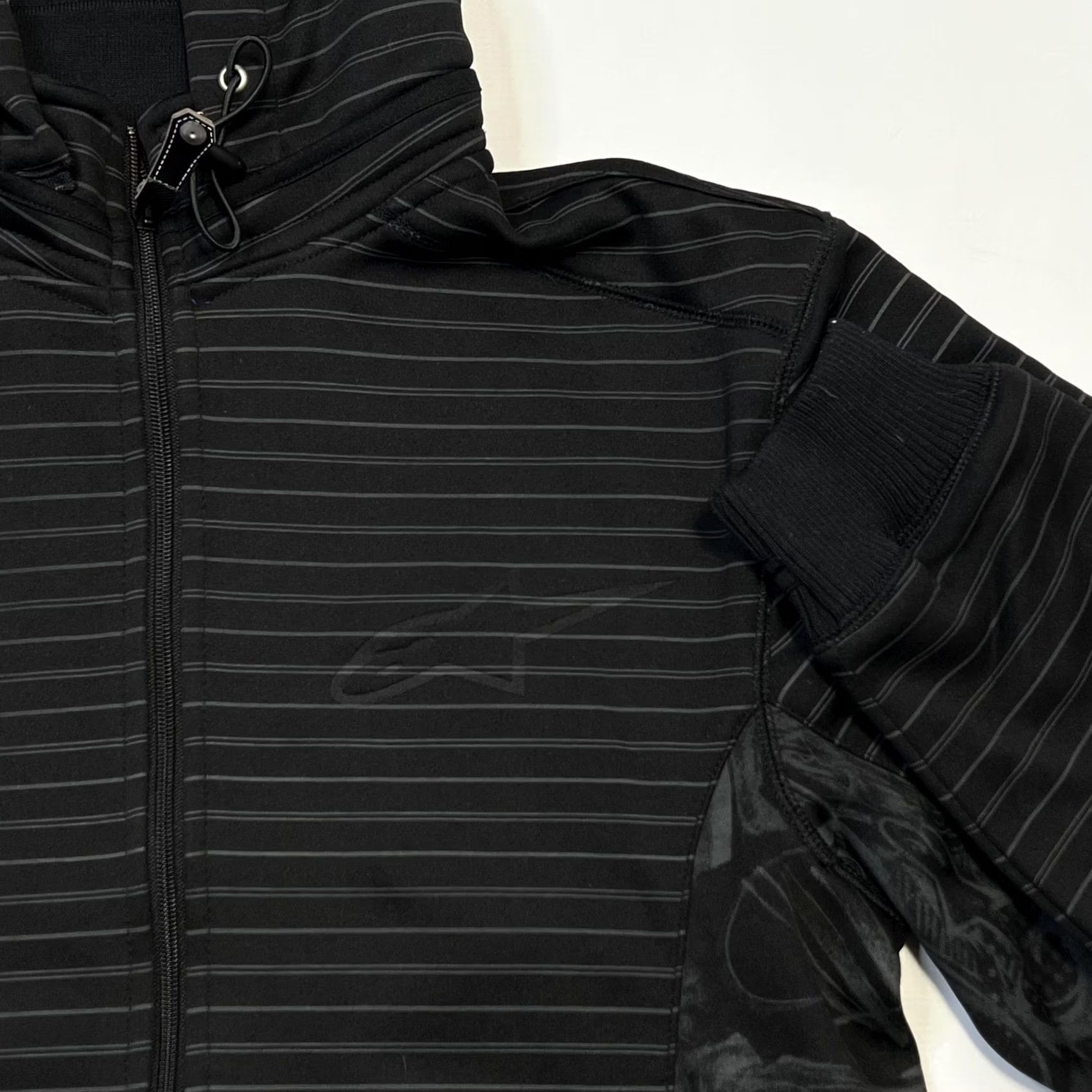 Alpinestars Alpinestars Jacket Mens L Black Full Zip Hooded Striped Softshell Logo Zipper Pocket Moto Street Size US L / EU 52-54 / 3 - 5 Thumbnail