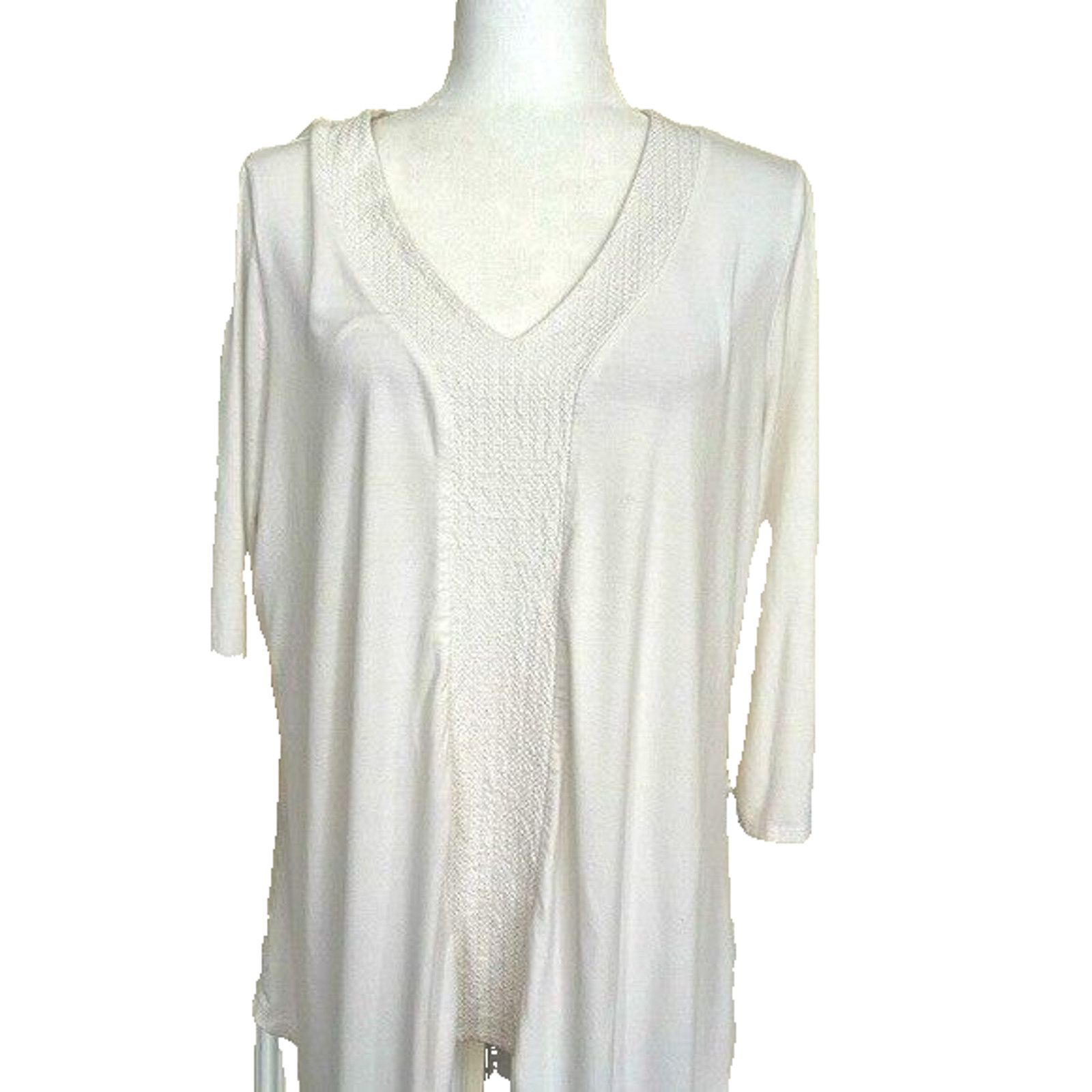 Adrianna Papell Adrianna Papell 3/4 sleeve Top Embroidery Ivory tuni Size 2X Size XXL / US 16-18 / IT 52-54 - 1 Thumbnail