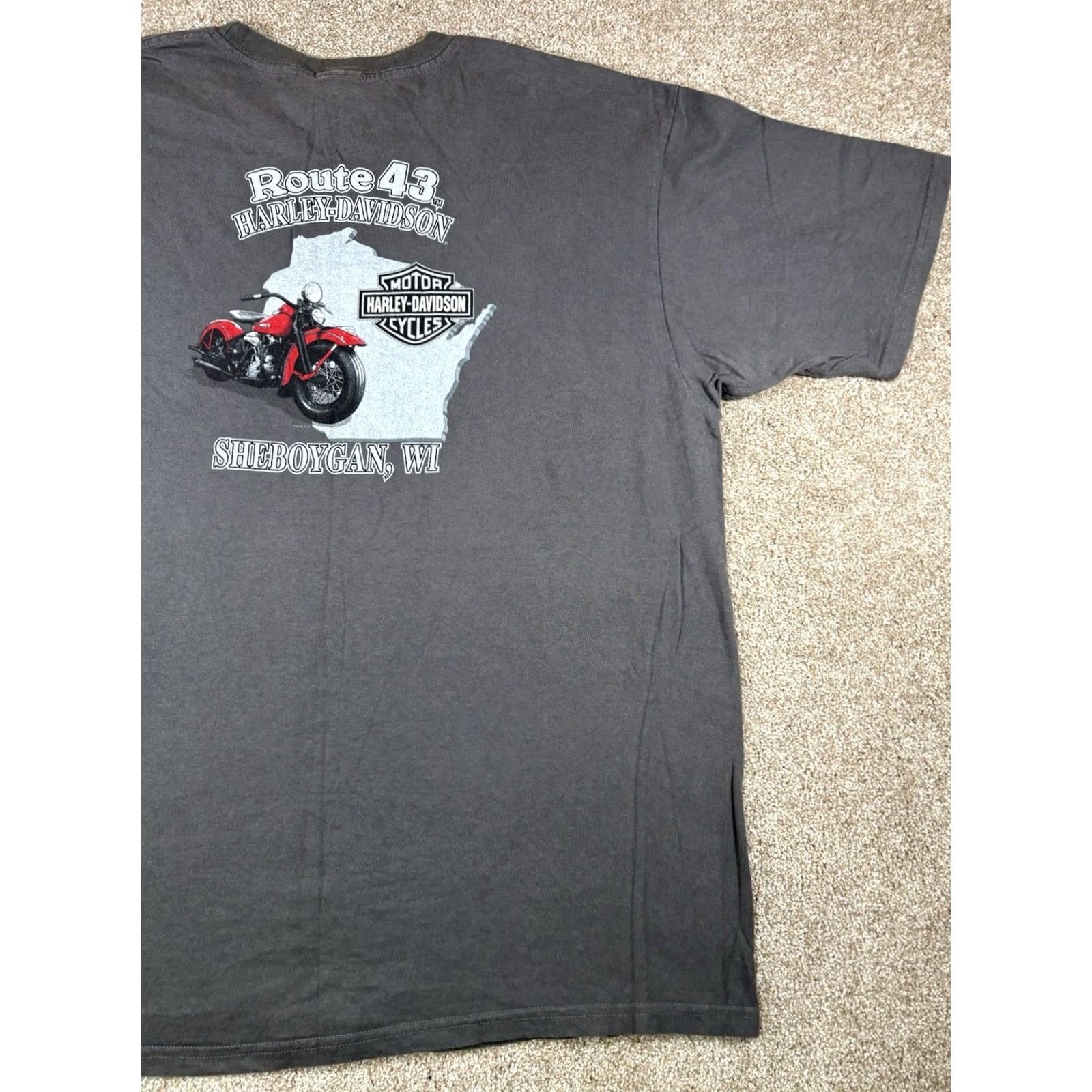 Harley Davidson Harley-Davidson T-Shirt Route 43 Sheboygan Wisconsin Grey 2XL Regular Mens Short Sleeve Crew Neck Logo Graphic Print Vintage: No Size US XXL / EU 58 / 5 - 5 Thumbnail