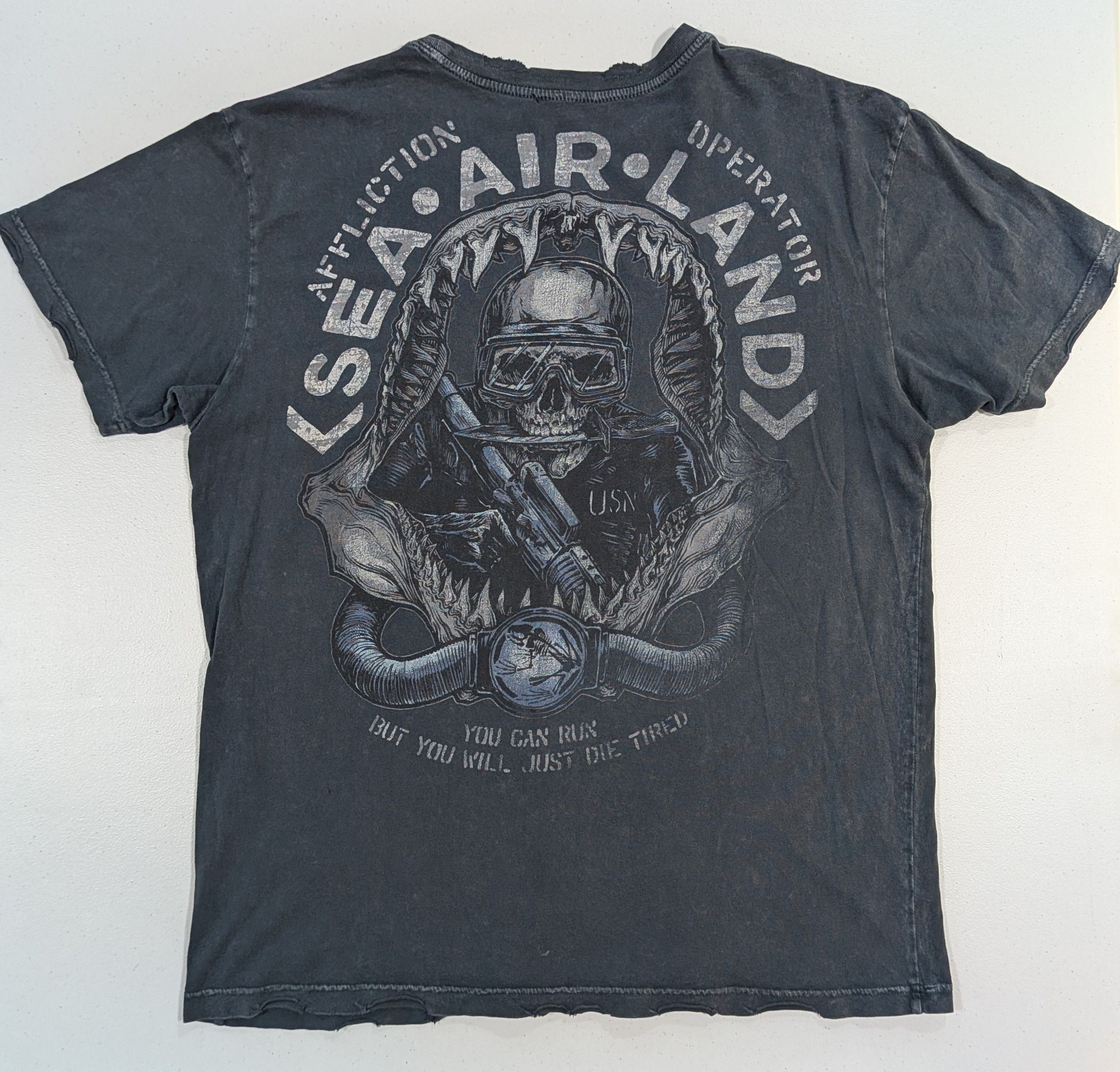 Affliction Affliction Operator Sea Air Land Distressed Graphic Tee Size US XL / EU 56 / 4 - 5 Thumbnail