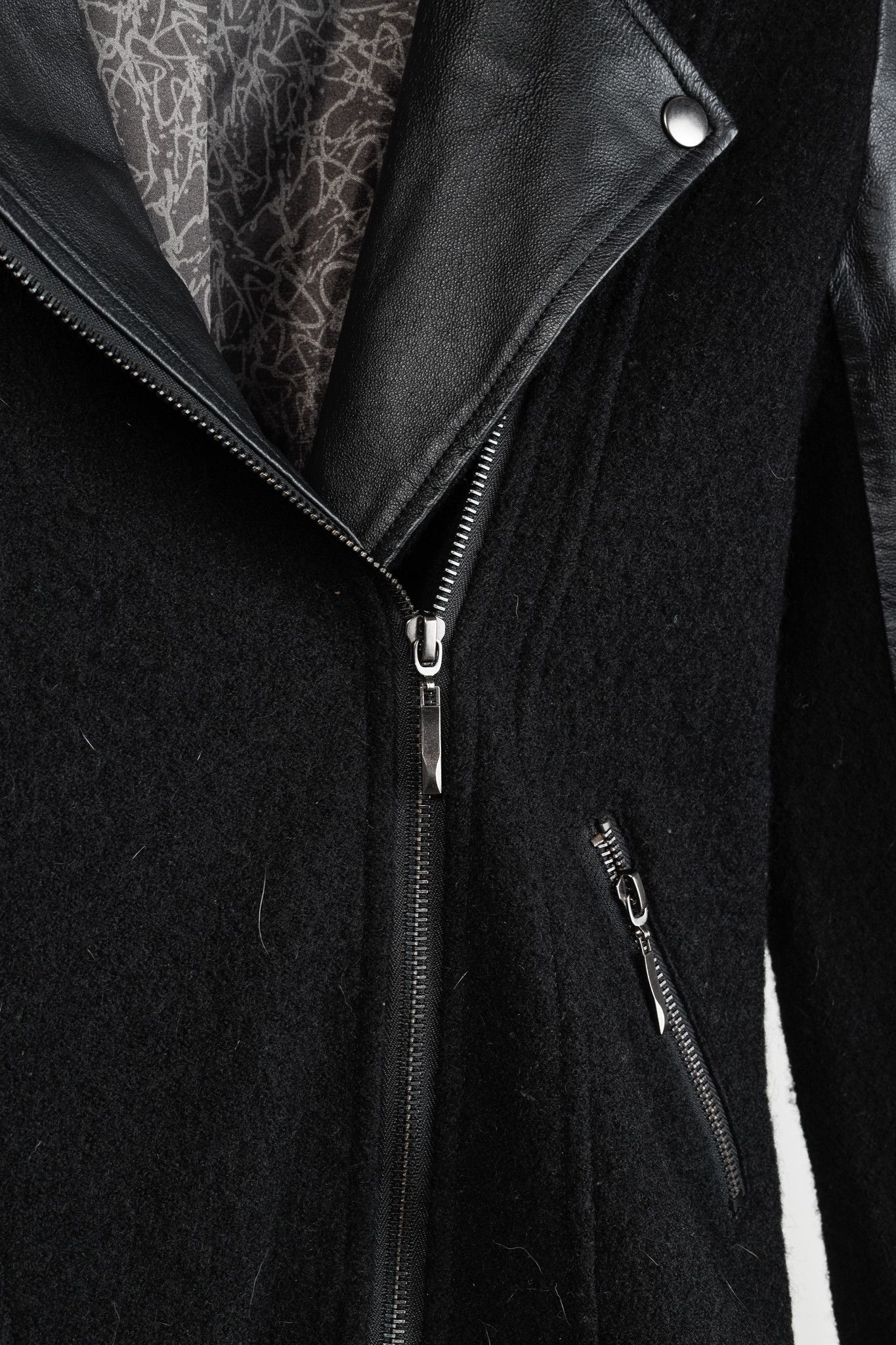 Other Line the Label Black Boiled Wool & Leather Moto Jacket Size S / US 4 / IT 40 - 8 Thumbnail