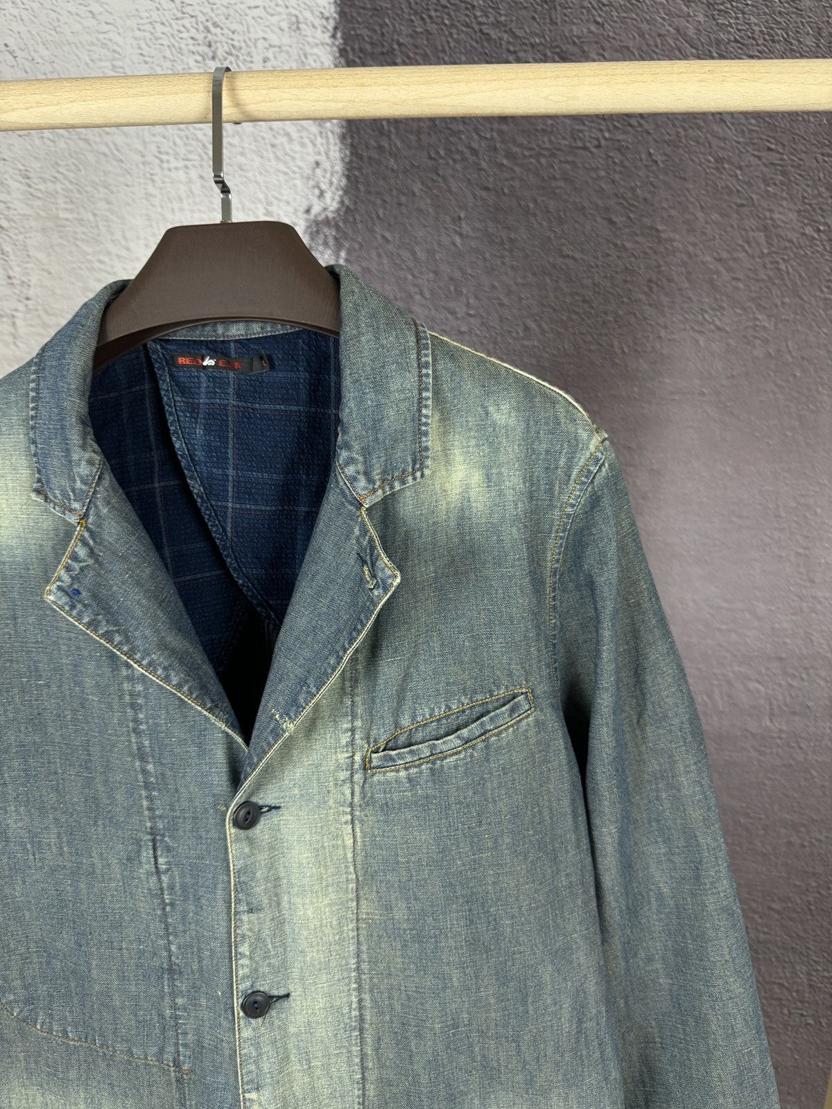 Paul Smith Red Ear by Paul Smith blue faded denim work jacket blazer Size US L / EU 52-54 / 3 - 3 Thumbnail