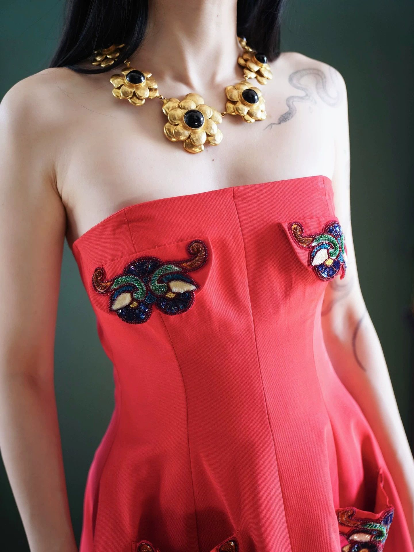 Escada Escada Vintage Strapless Beaded A-line Dress Size XS / US 0-2 / IT 36-38 - 3 Thumbnail