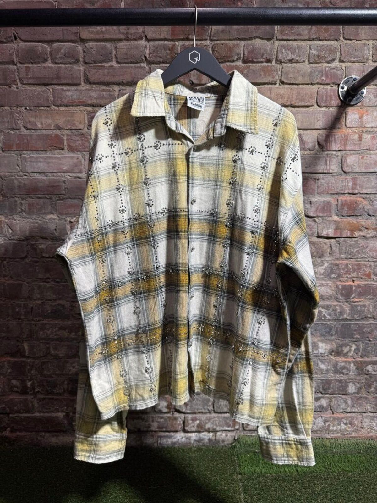 Other Vale State Yellow Rhinestone Flannel Sz. XL Size ONE SIZE - 1 Thumbnail