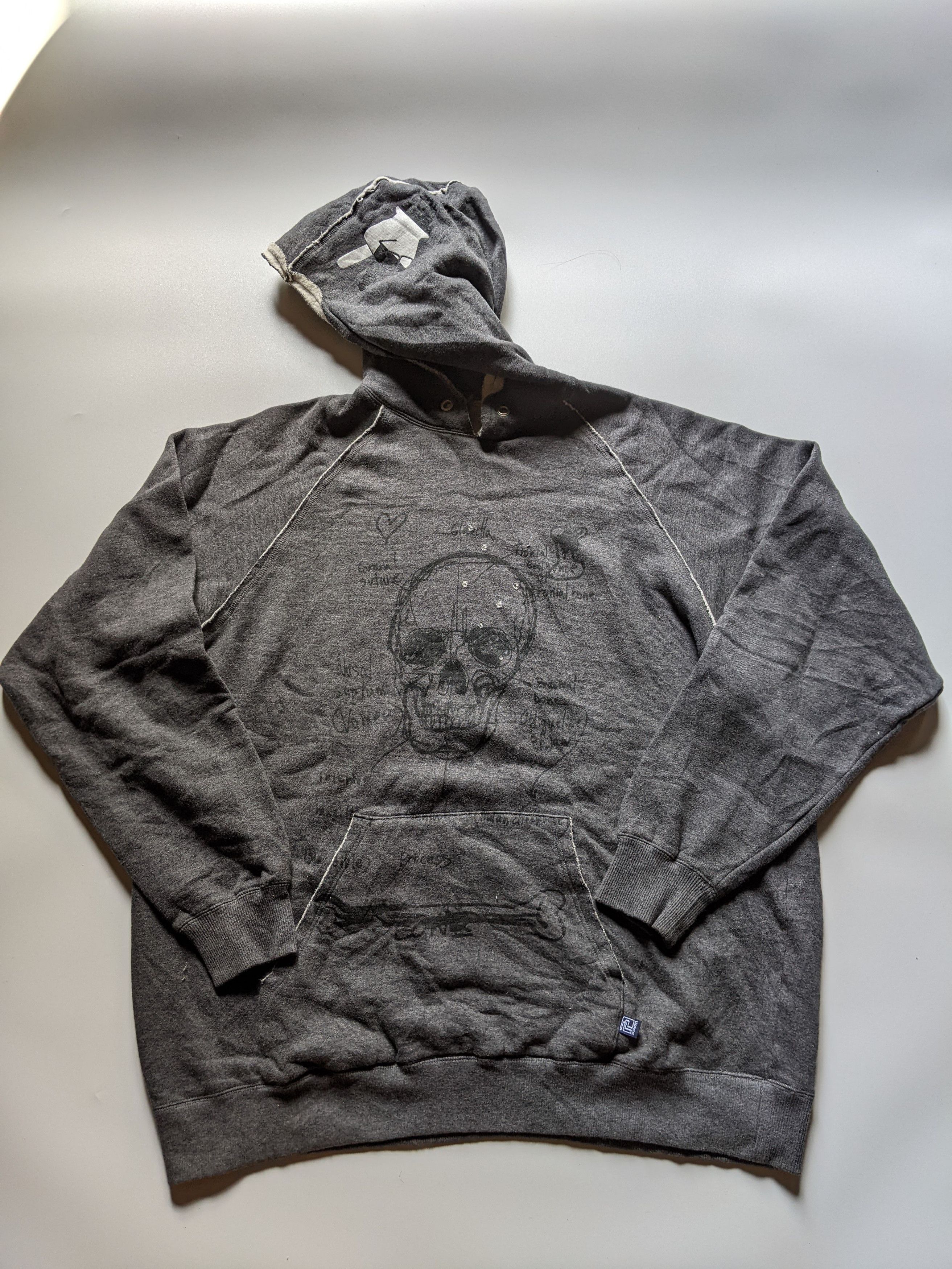 image of Number N Ine x Ppfm Anatomy Hoodie in Grey, Men's (Size Large)