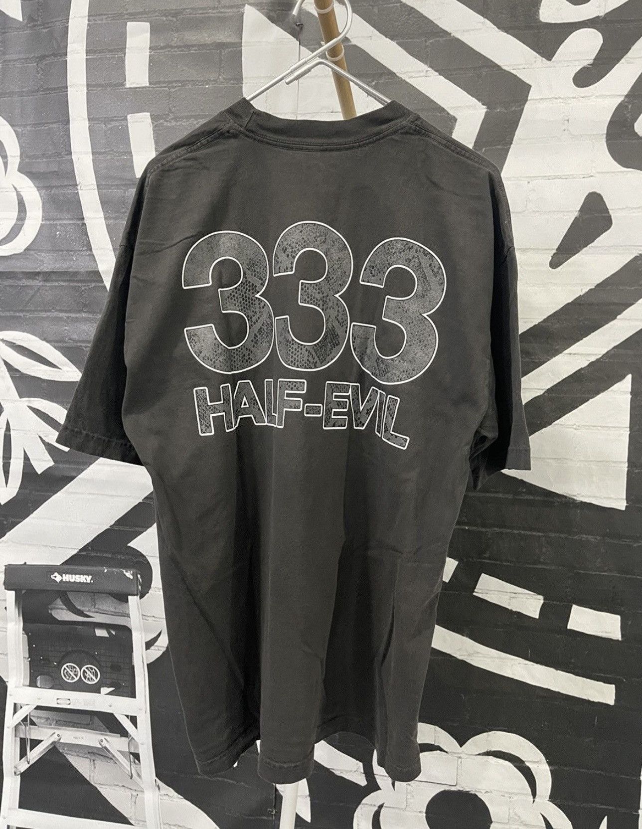 Half Evil ⚡️ Half Evil 333 Croc Print Logo Black Tee Shirt XXL 2XL ⚡️ Size US XXL / EU 58 / 5 - 2 Thumbnail