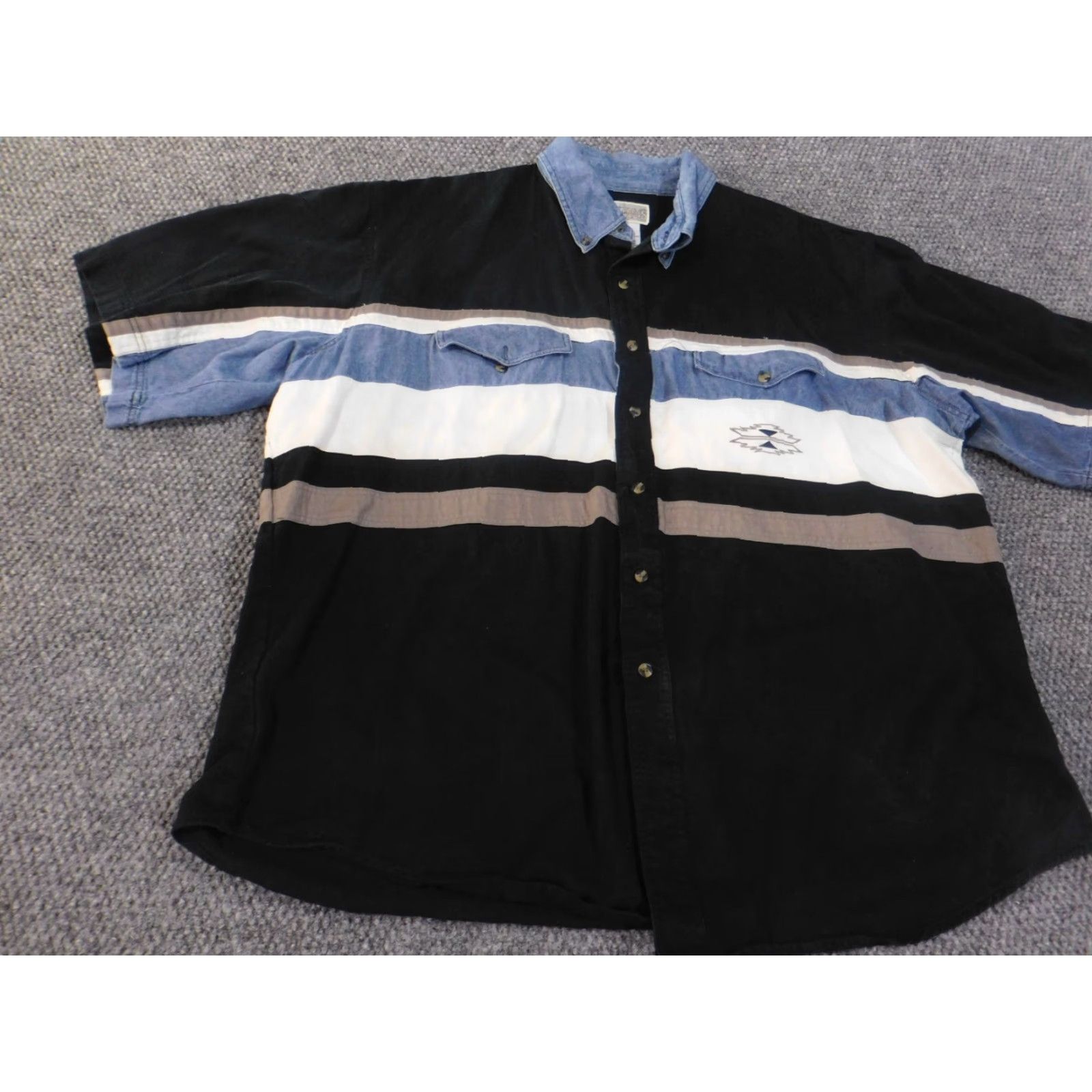 Express Express Rider Western Shirt XXL Black Button Up Denim Mens Tribal Cowboy Shirt Size US XXL / EU 58 / 5 - 3 Thumbnail