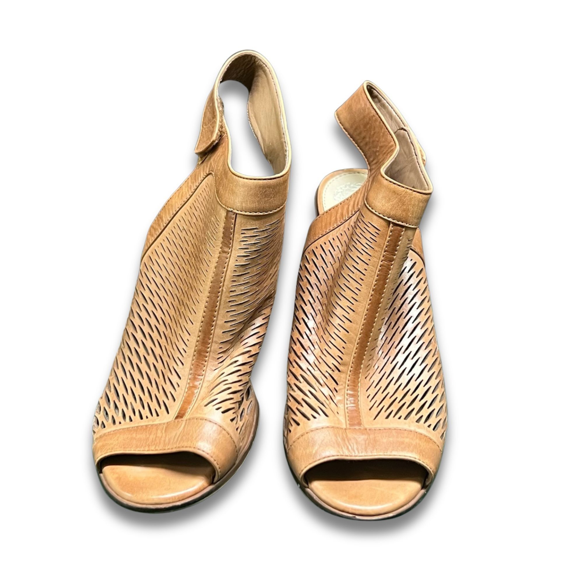 Vince Camuto Vince Camuto Lavette Laser Cut Peep Toe Ankle Booties Tan Le Size US 7.5 / IT 37.5 - 2 Thumbnail