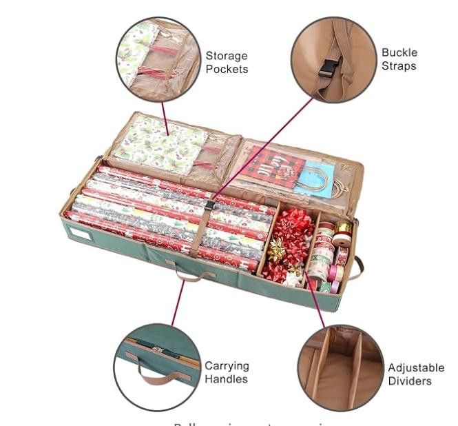 NBDN Nobrandedon Wrapping Paper Storage, Canvas,up to 20 Rolls,42W x 14D x 5H Size ONE SIZE - 2 Thumbnail