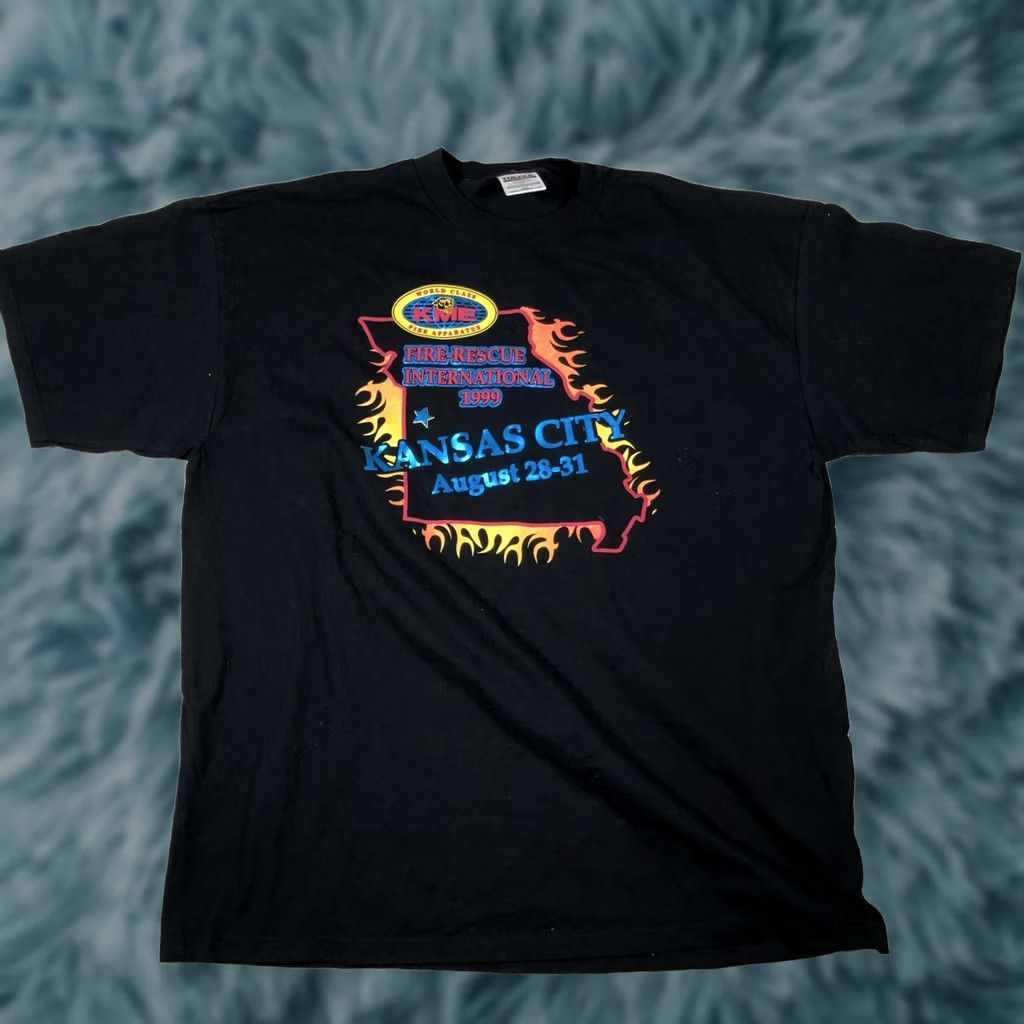Tultex VINTAGE Kansas City Fire Rescue International Tshirt KME Tultex Black 2XL Mens Shirt City 90s Size US XXL / EU 58 / 5 - 1 Thumbnail