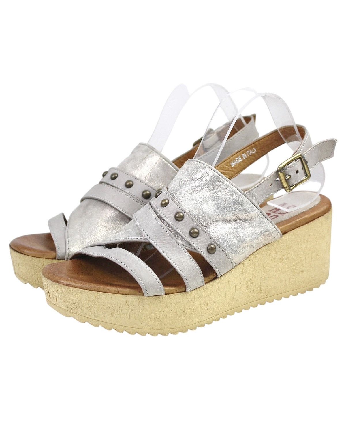 A.S.98 SS2019 AS98 ARNO SILVER WEDGE LEATHER SANDALS Size US 6.5 / EU 39-40 - 1 Thumbnail