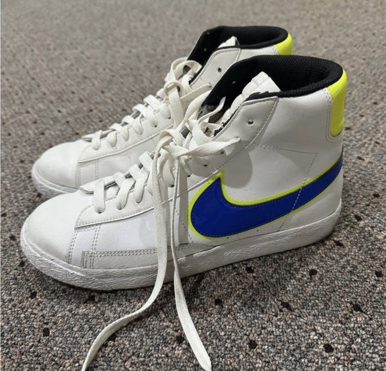 Nike Nike Blazer Mid 77 White Blue Volt High Top Sneakers Size US 6.5 / EU 39-40 - 6 Thumbnail
