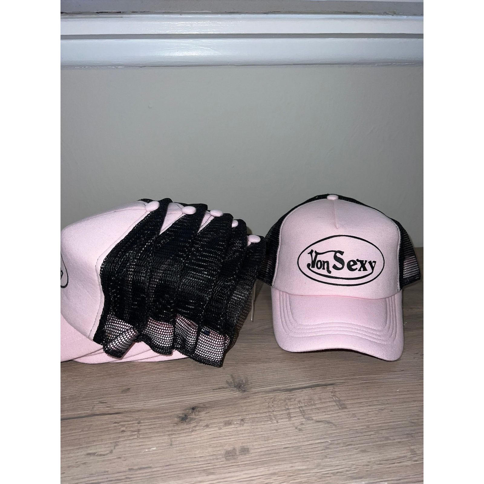 Vintage Y2K Von Sexy Pink Black Trucker Hat Designer Spoof 2000s OS Size ONE SIZE - 11 Thumbnail