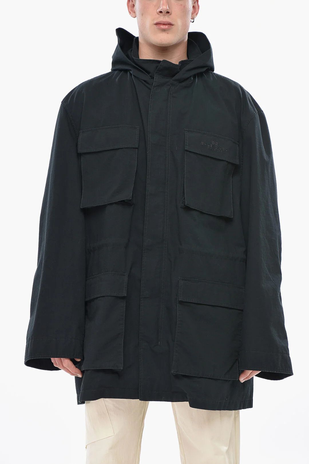 Balenciaga og1mm0426 Cotton Utility Jacket in Black Size US M / EU 48-50 / 2 - 1 Thumbnail