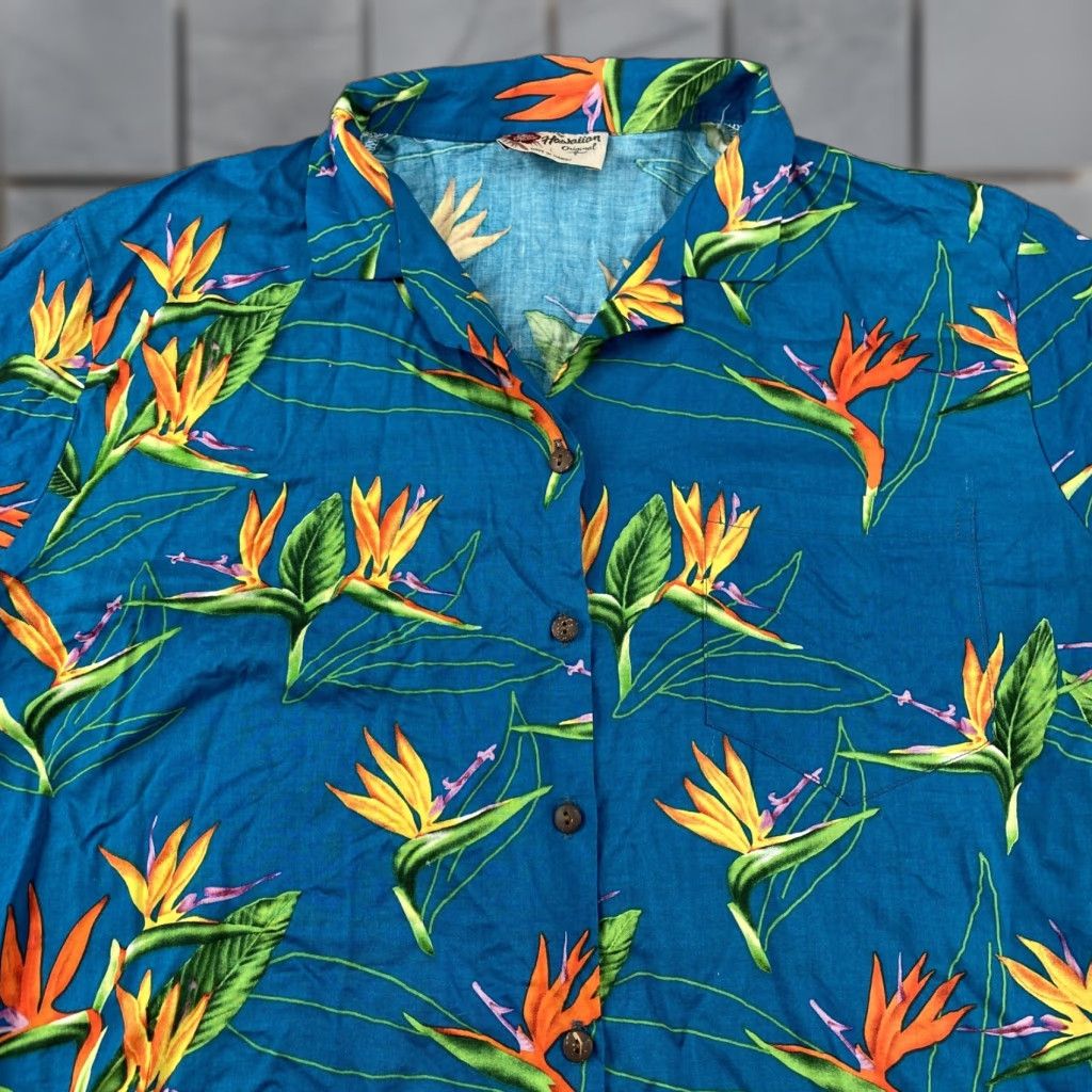 Hilo Hattie VINTAGE Hilo Hattie Hawaiian Shirt Mens XL Blue Aloha Floral Paper Made Hawaii Size US L / EU 52-54 / 3 - 1 Thumbnail