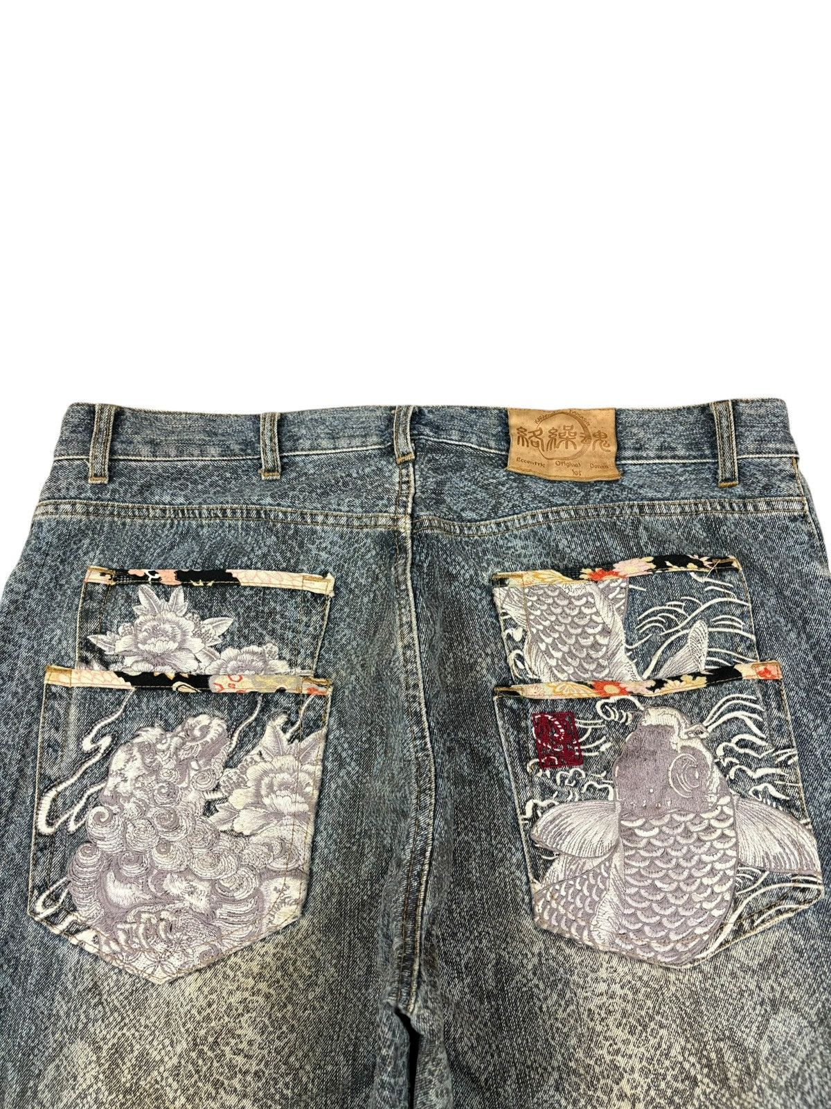Japanese Brand Vintage Karakuri Tamashi Sugoi Snake Skin Baggy Jeans Size US 40 / EU 56 - 8 Thumbnail