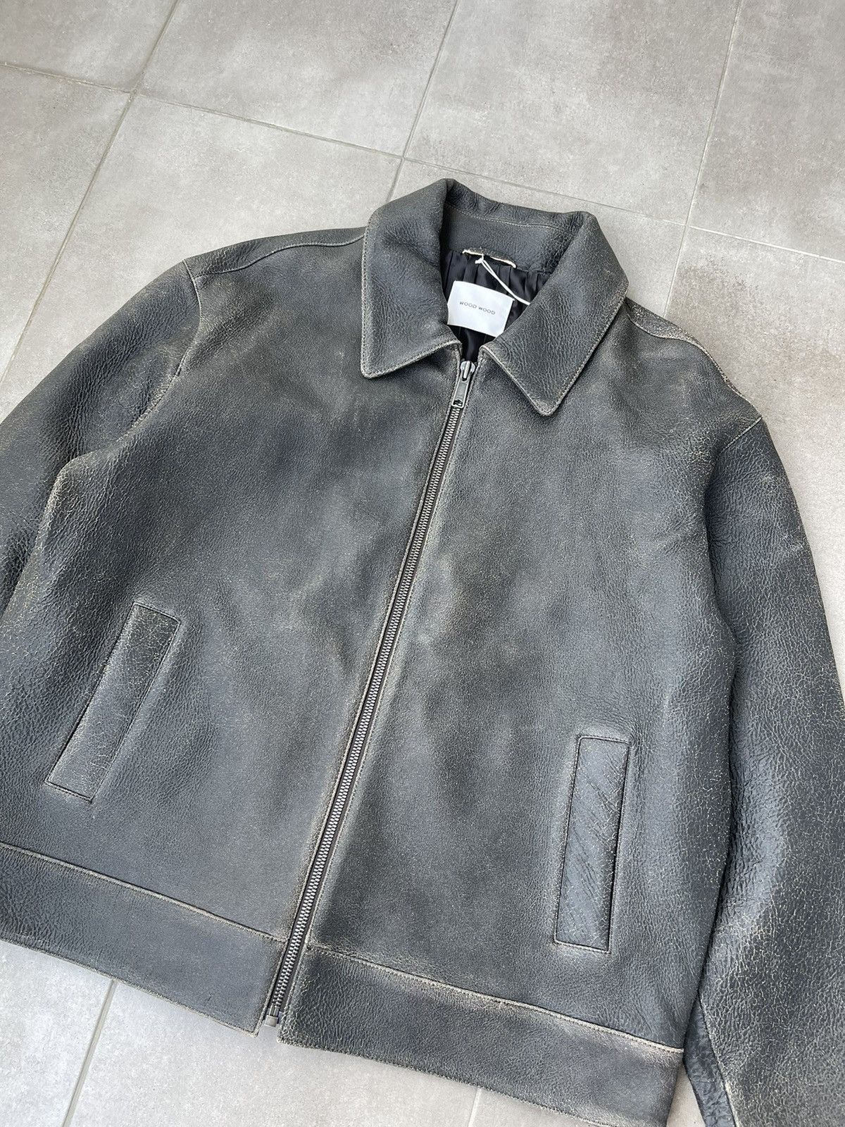 Wood Wood !DS! SS23 Wood Wood Jacob Gray Leather Jacket Size US XXL / EU 58 / 5 - 12 Thumbnail