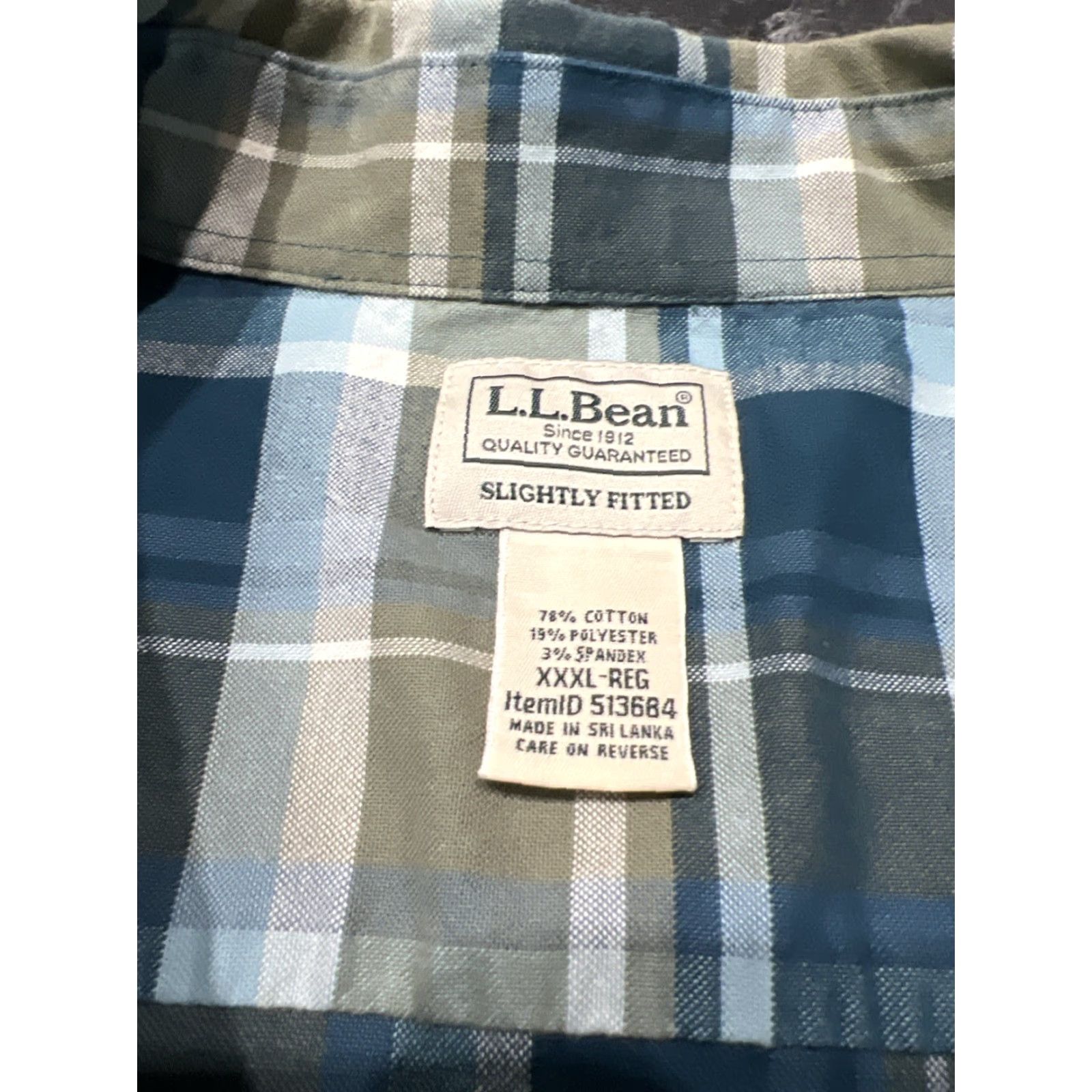 Vintage LL Bean Mens XL Tall Slightly Fitted Plaid Short Sleeve Button Up Shirt Size US XXL / EU 58 / 5 - 7 Thumbnail