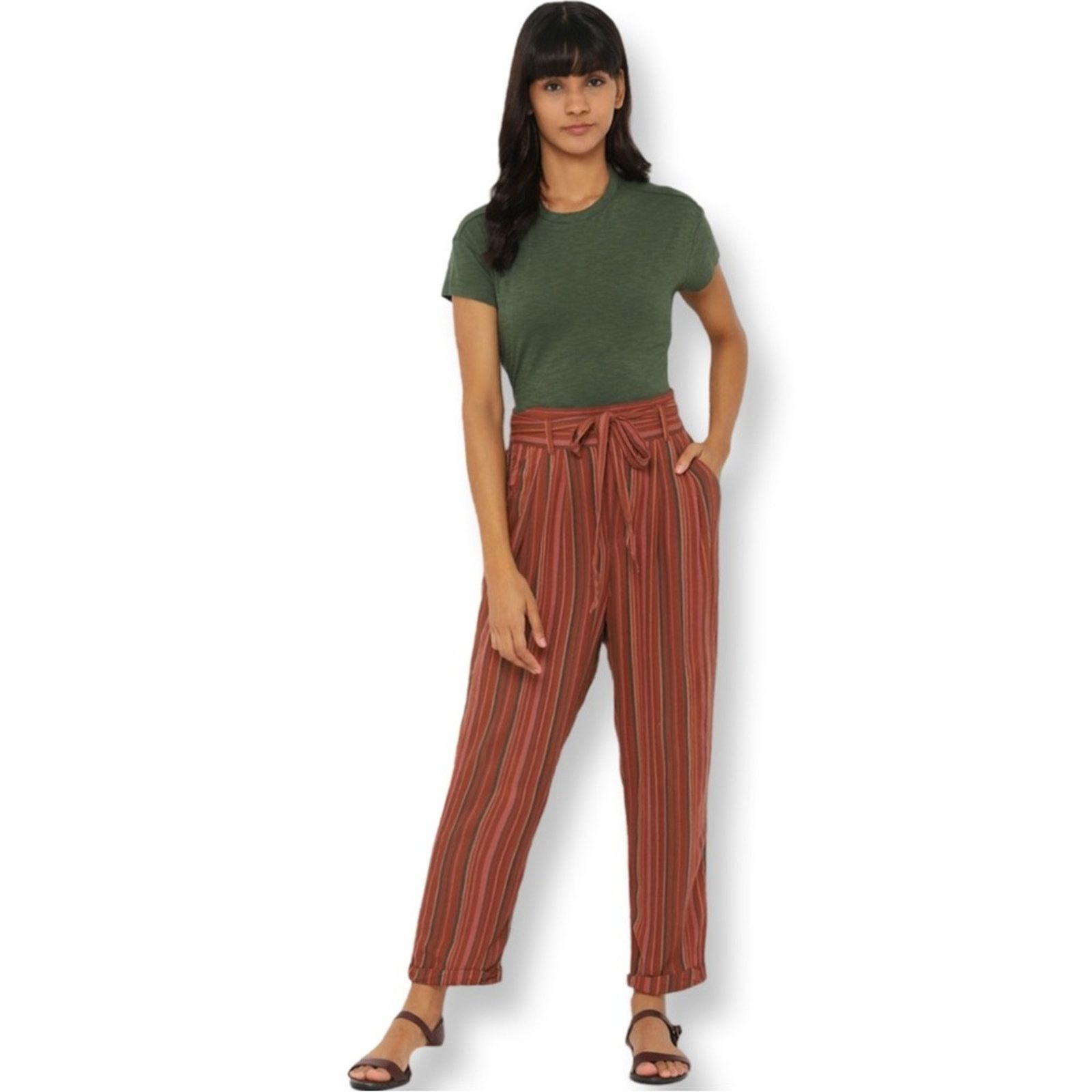 American Eagle Outfitters American Eagle Striped Harem Pants With Paper Bag Waist Size 27" / US 4 / IT 40 - 1 Thumbnail