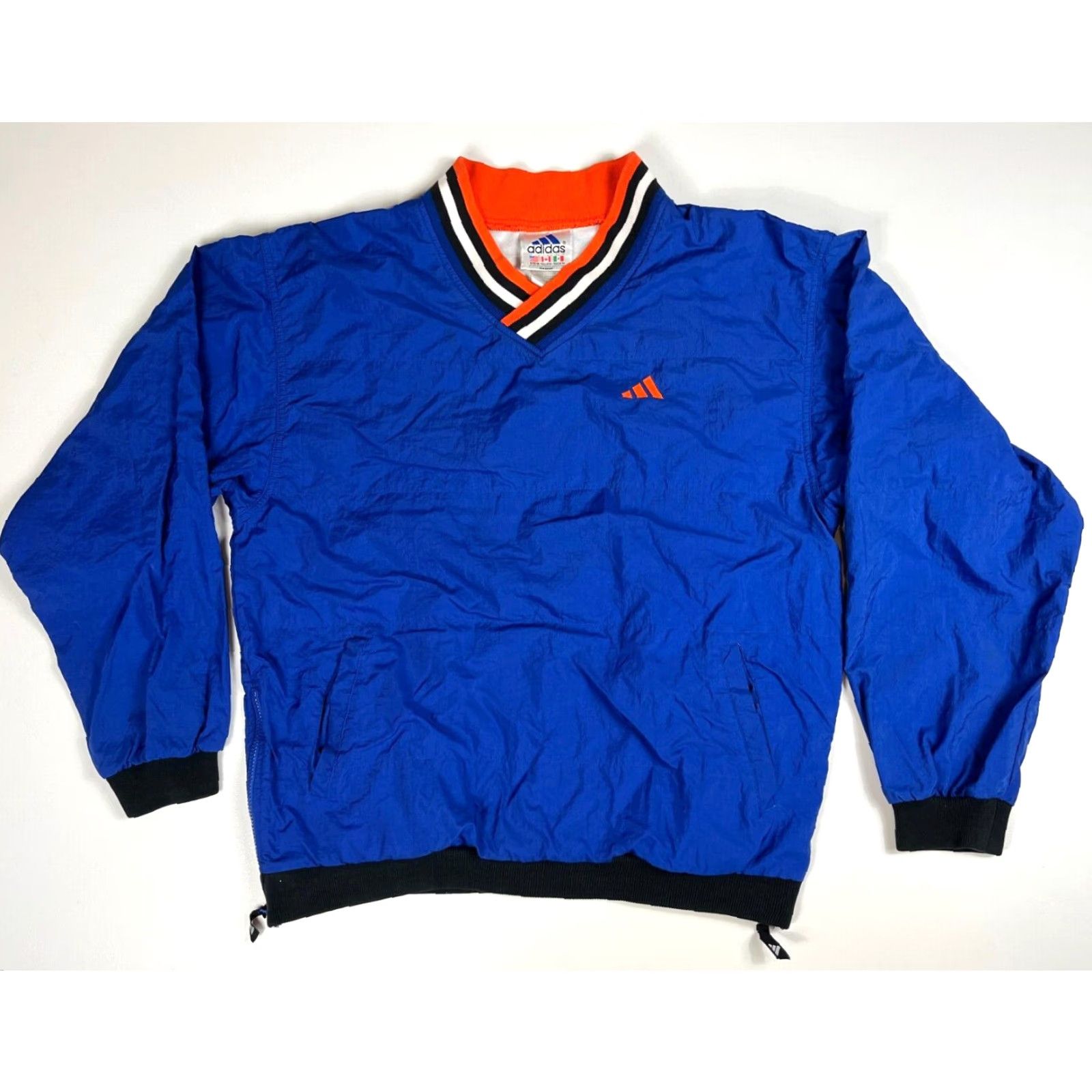 Adidas VINTAGE Adidas Windbreaker Jacket Mens 90s V-Neck Pullover Sz M Blue Front Pockets Zip Side Embroidery Size US M / EU 48-50 / 2 - 2 Thumbnail