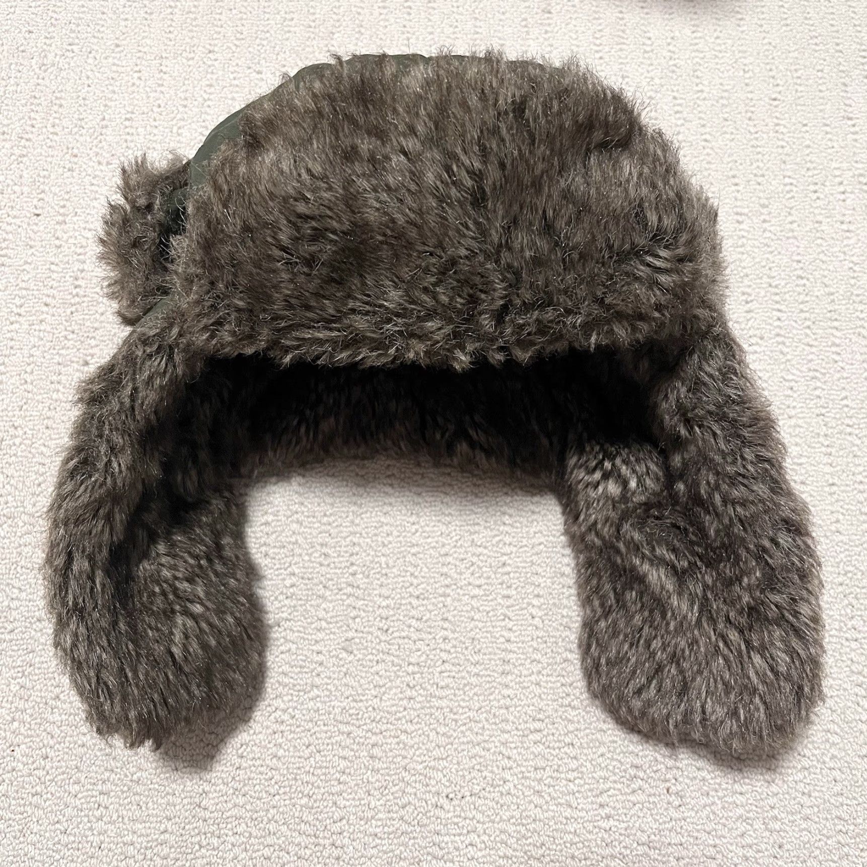 Olive Mad Bomber Hat Cap Trapper Fitted Adult Small Olive Green Faux Fur Ear Flaps Size ONE SIZE - 3 Thumbnail