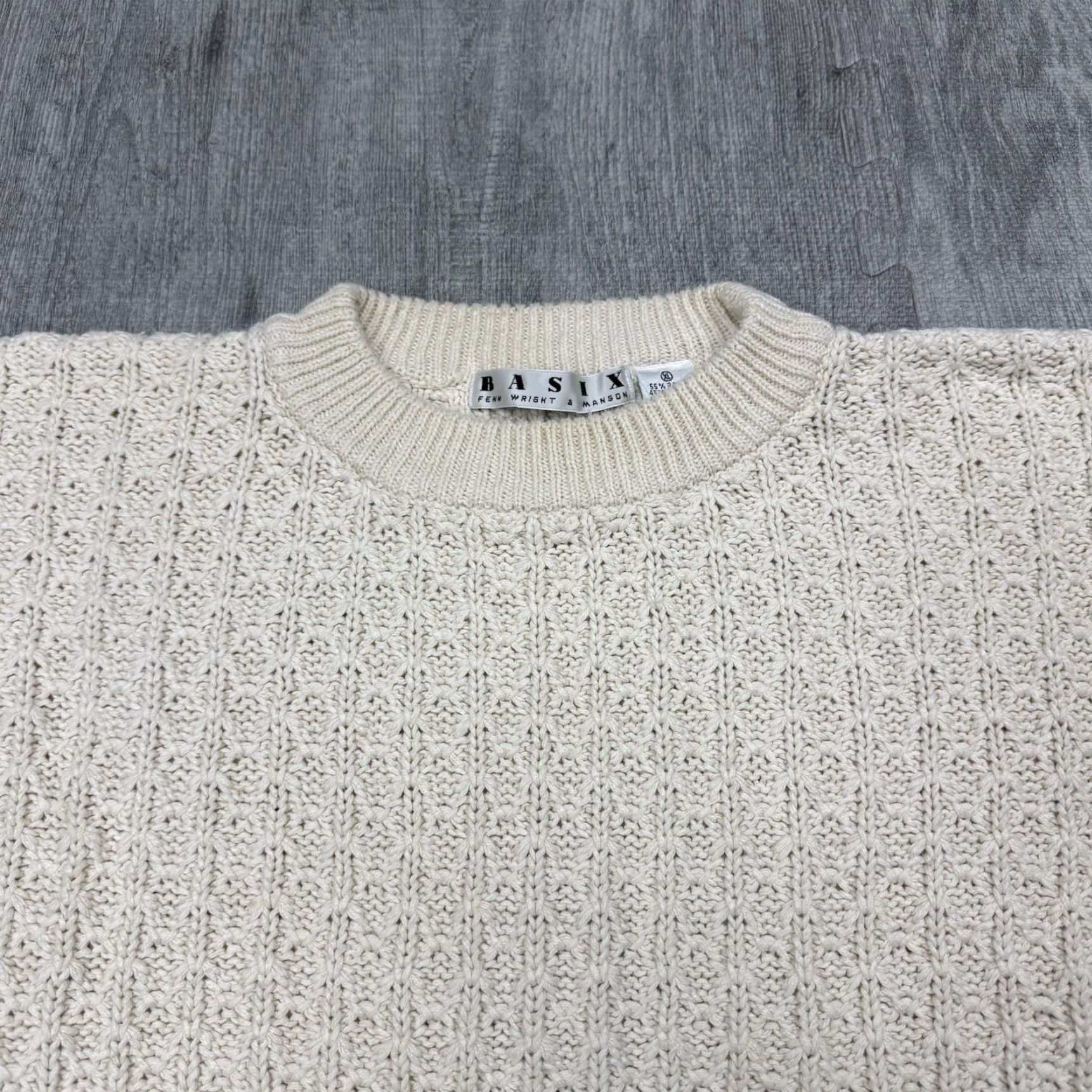 Vintage VINTAGE Basix 90s Chunky Knit Ivory Sweater Pullover Men XL Textured Crew Neck Casual Size US XL / EU 56 / 4 - 2 Thumbnail