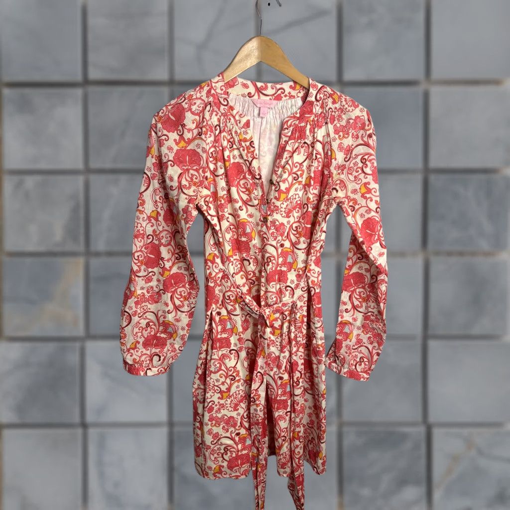 Lilly Pulitzer Lilly Pulitzer Dress Womens 2 Pink Floral Elephant Print Belted Tunic Boho Size XS / US 0-2 / IT 36-38 - 1 Thumbnail