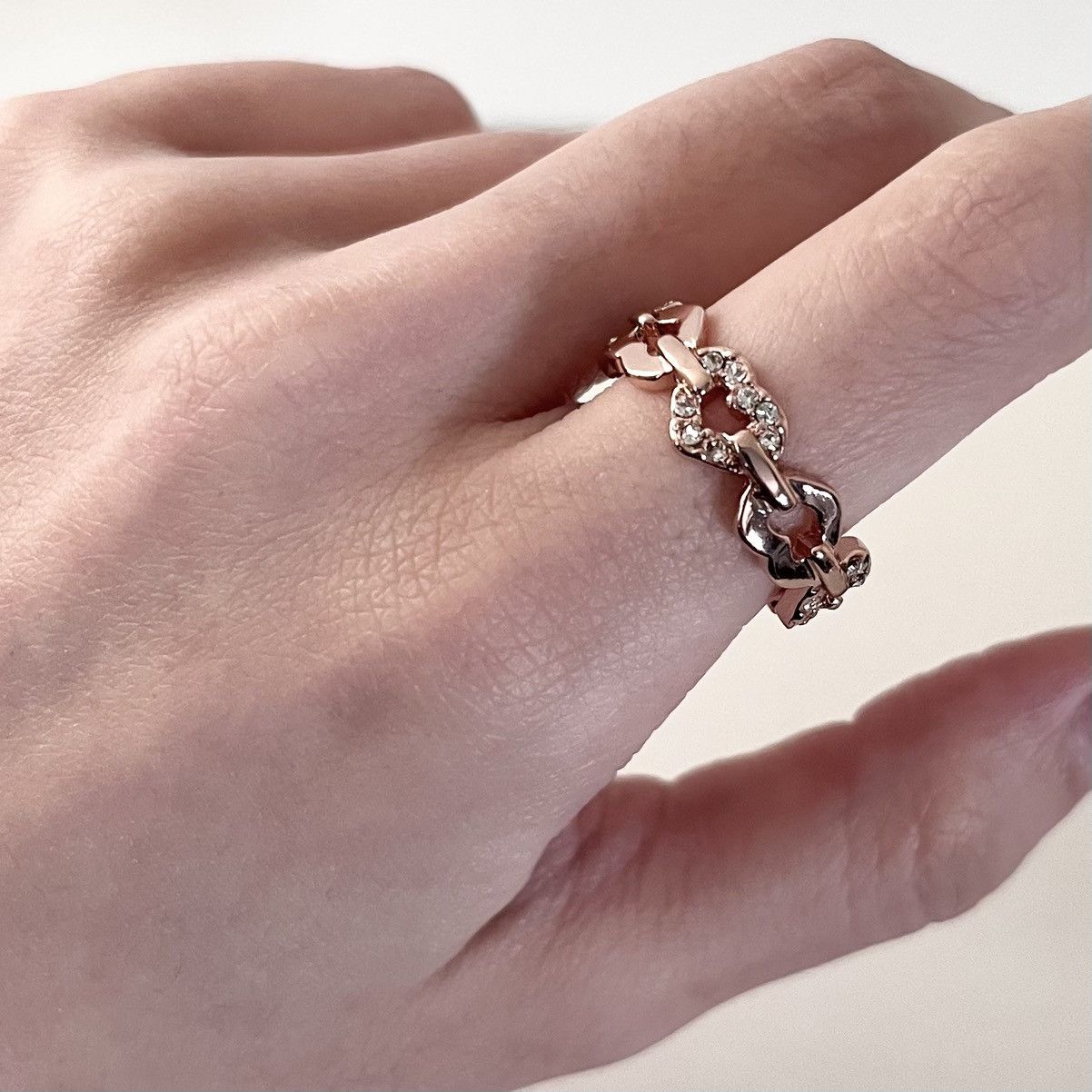 Other 18k Rose gold heart chain ring gold plated size 7 Size ONE SIZE - 7 Thumbnail
