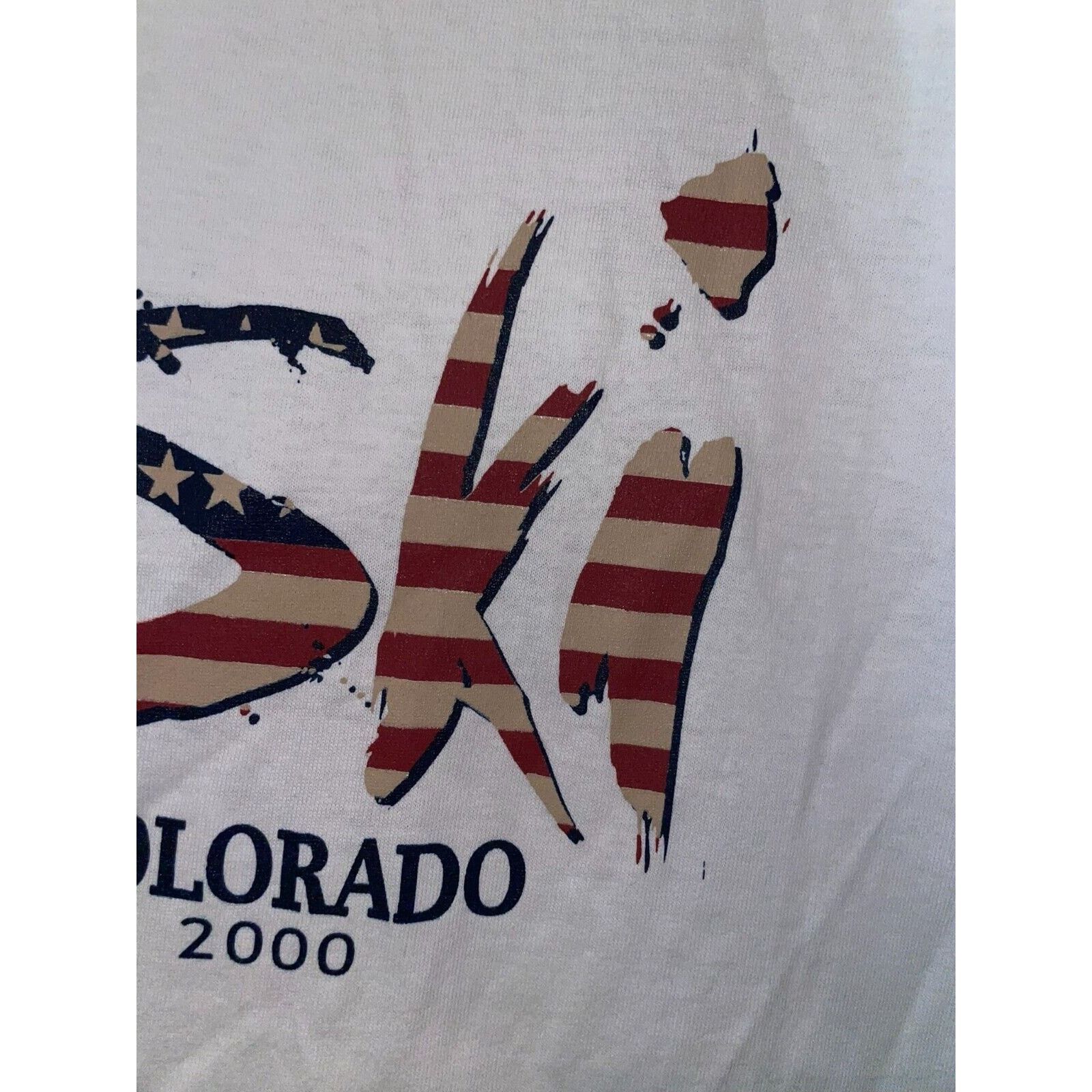 Jerzees Y2K Colorado Ski Shirt Skiing American Flag White L Tee Size US L / EU 52-54 / 3 - 4 Thumbnail