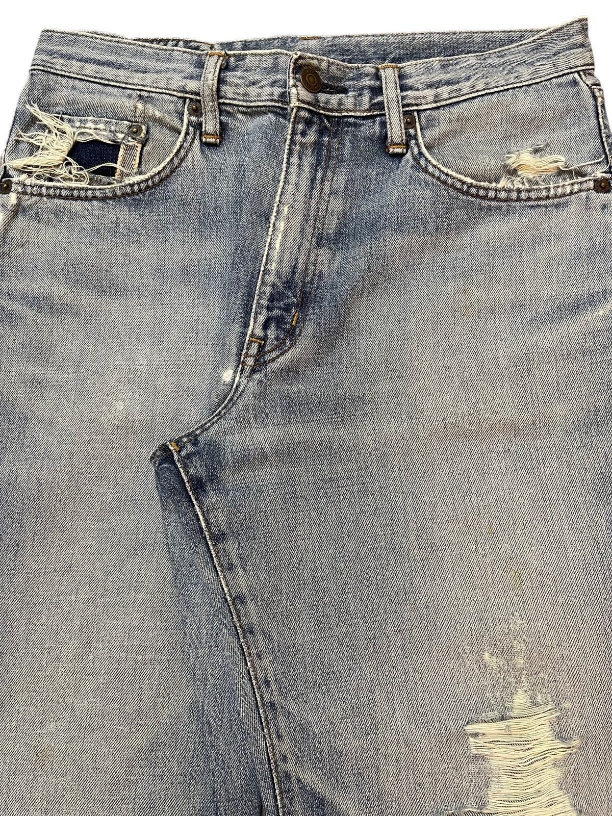 Edwin Vintage Edwin 405 Blue Wash Faded Distressed Baggy Jeans Size US 31 - 4 Thumbnail