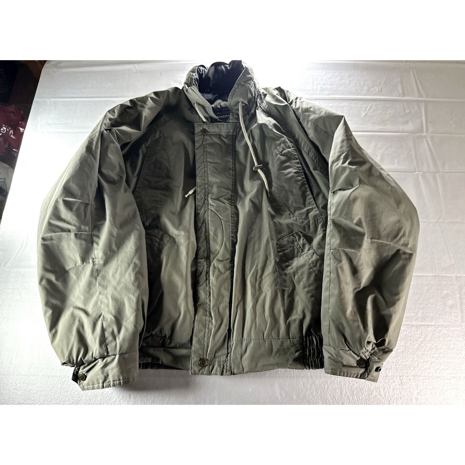 Olive VINTAGE Peter England Coat Mens M Olive Bomber Jacket Jacket/Coat Short Solid Green 80s 90s Classic Designer Motorcycle Mens Size US M / EU 48-50 / 2 - 2 Thumbnail