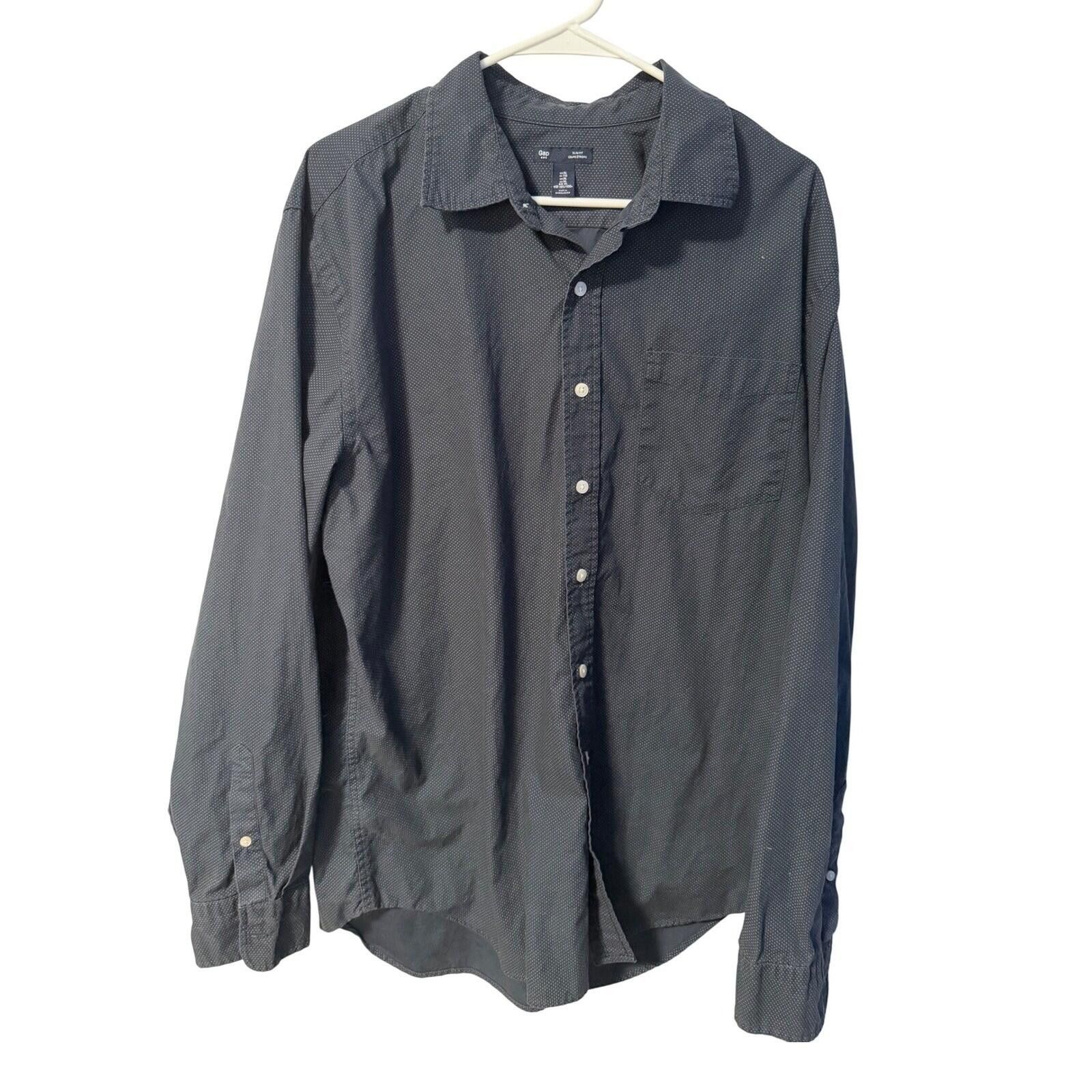 Gap Gap Button Down Shirt Mens XL Navy Blue Slim Fit Micro Dot Size US XL / EU 56 / 4 - 1 Thumbnail