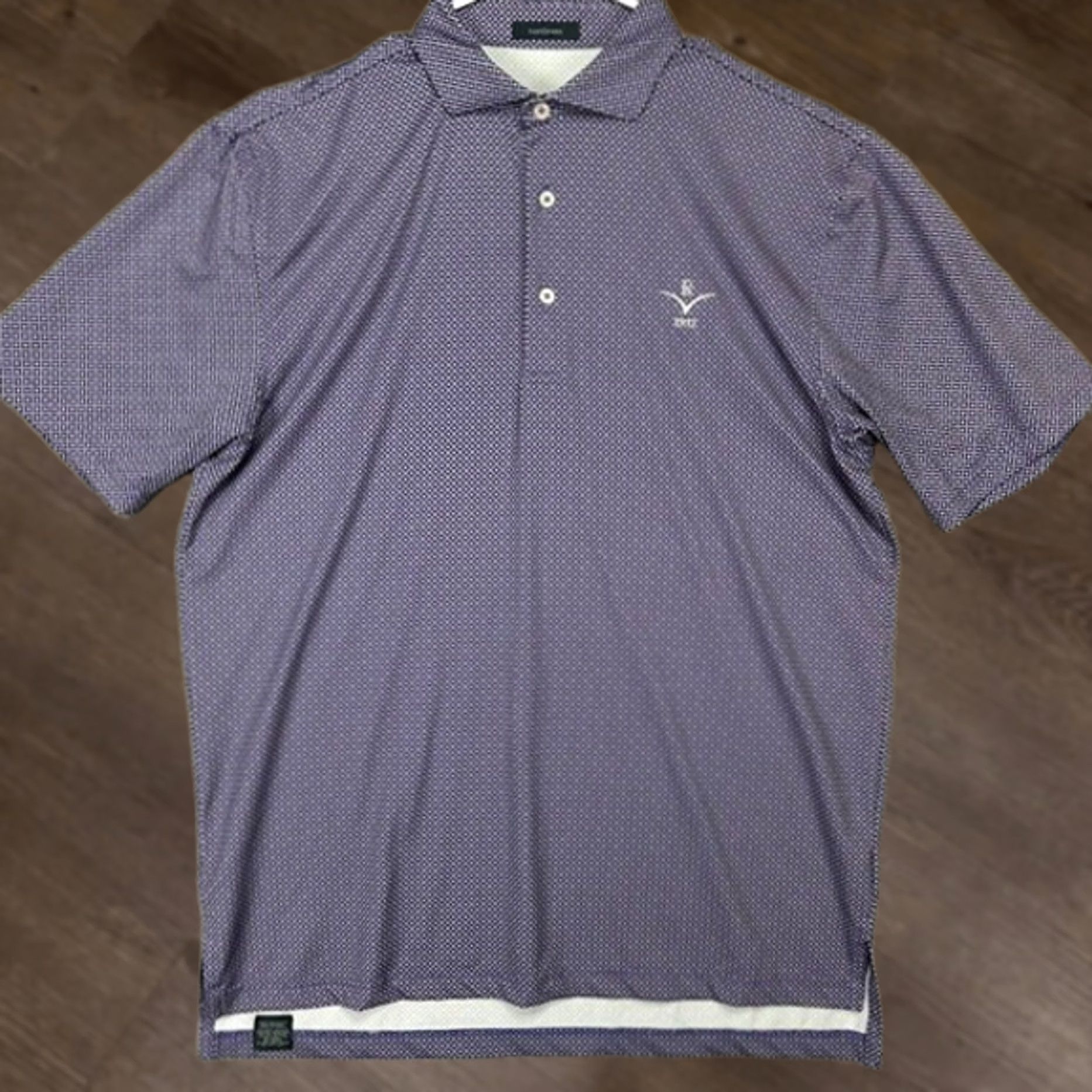 Vintage Turtleson Polo Shirt Mens Medium Purple Geometric Golf Short Sleeve Athletic Fit Cotton? Polyester Spandex? 45 Chest 29 Length Size US M / EU 48-50 / 2 - 1 Thumbnail