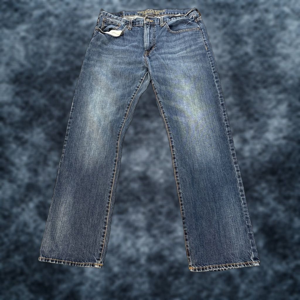 American Eagle Outfitters VINTAGE American Eagle Outfitters Jeans Men 34x31 Jeans Denim Blue Distressed 90s Wide-Leg Relaxed Baggy Pockets Size US 34 / EU 50 - 1 Thumbnail