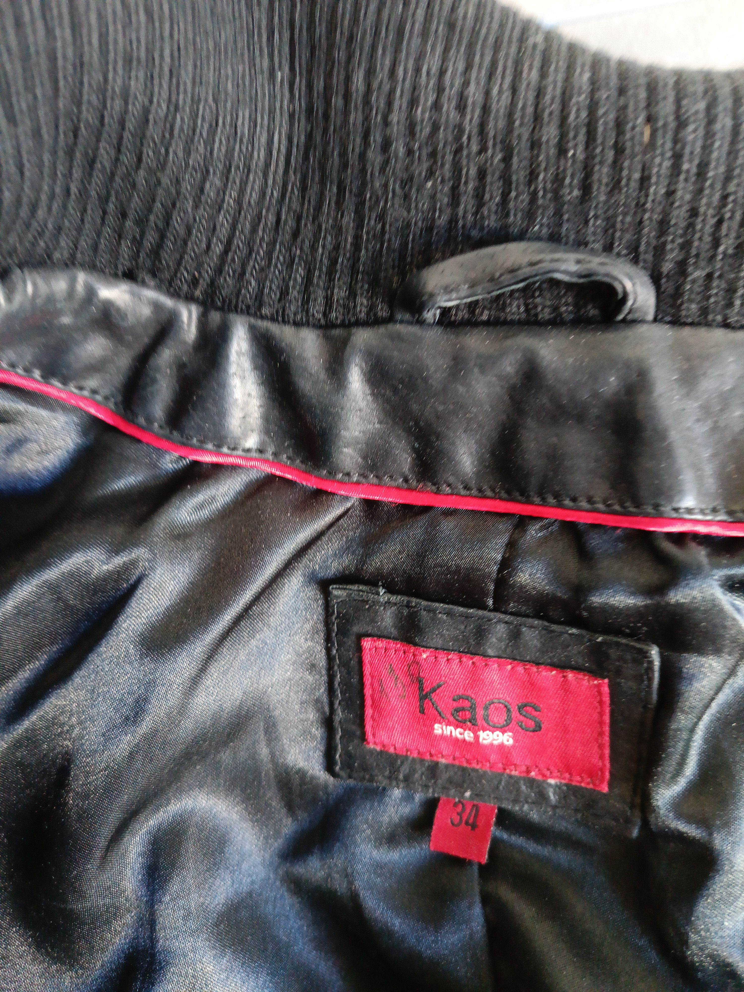 Vintage Kaos Black Leather Jacket Size XS / US 0-2 / IT 36-38 - 3 Thumbnail