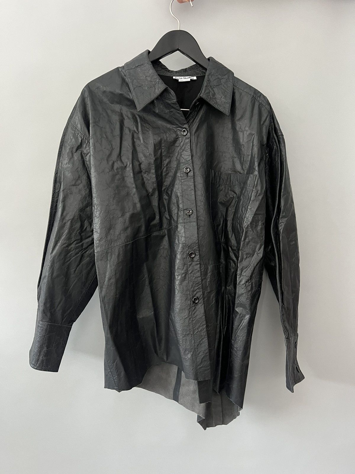 Acne Studios Acne Studios Asymmetric coated crinkled-leather shirt Size US S / EU 44-46 / 1 - 2 Thumbnail