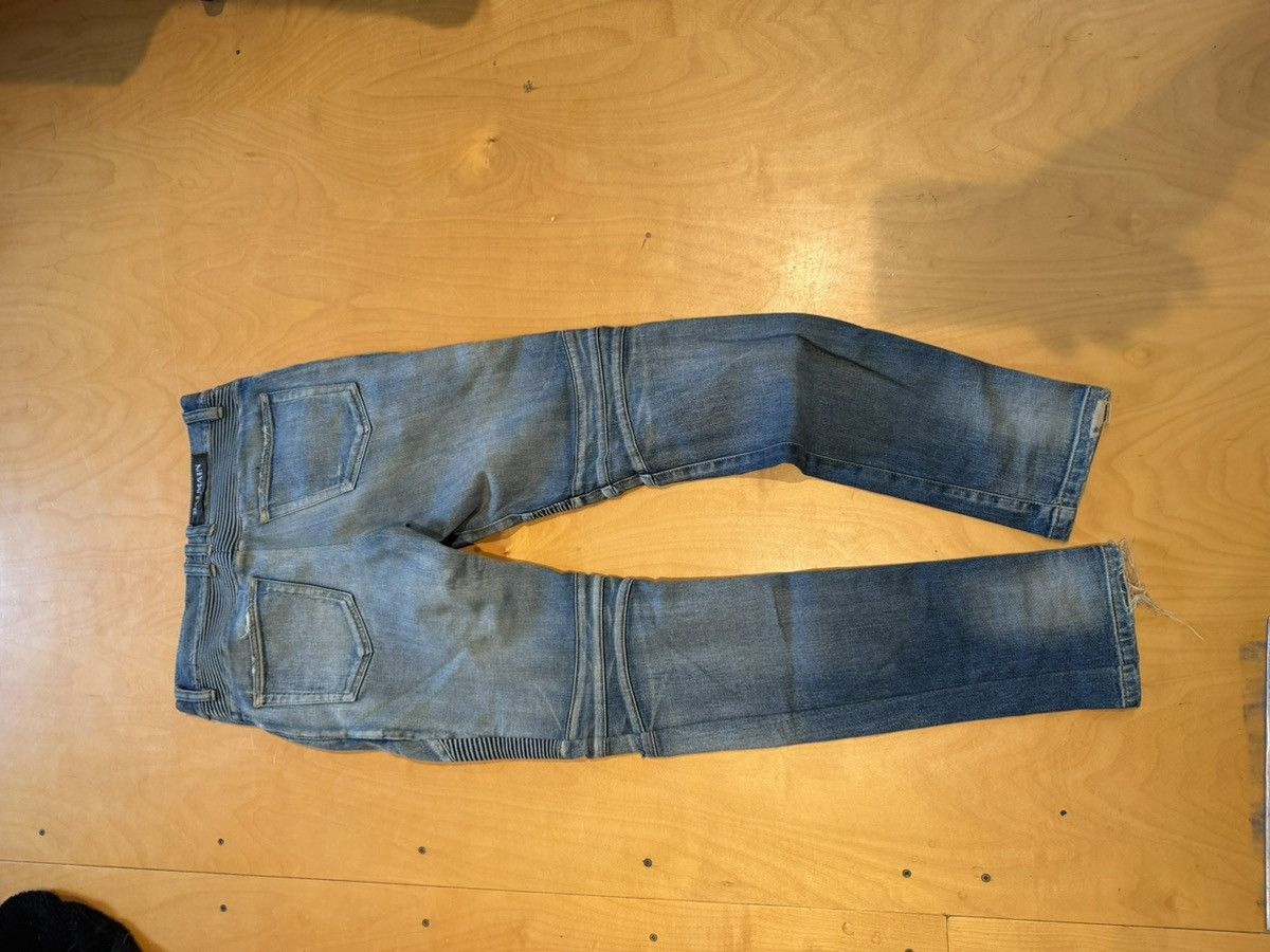 Balmain Balmain biker denim distressed blue fade Size US 31 - 10 Thumbnail