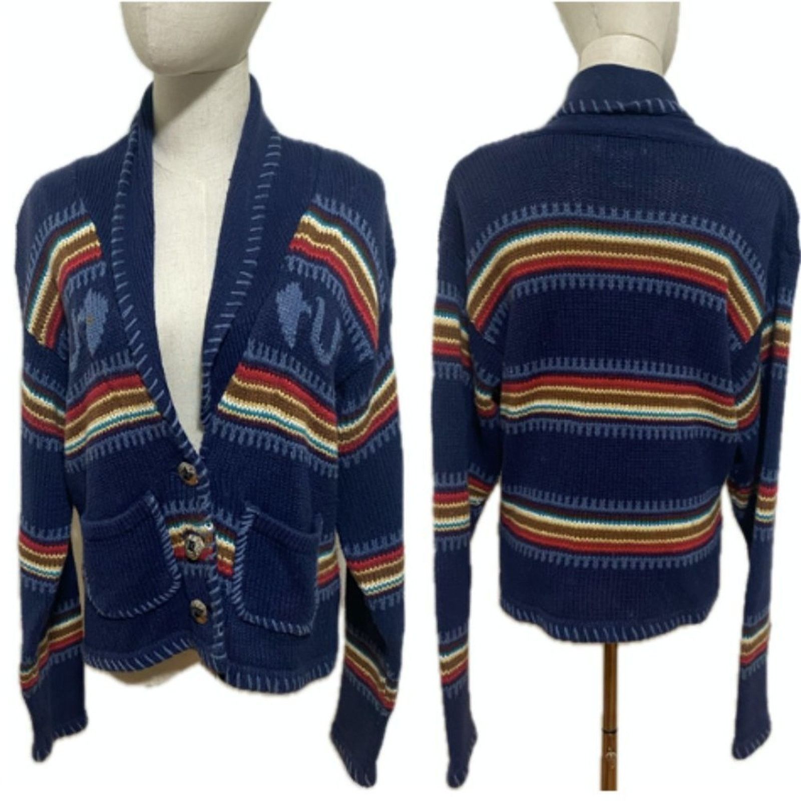 Vintage VTG CAPEZIO RAINBOW HORSE SWEATER equestrian western rodeo Size L / US 10 / IT 46 - 1 Thumbnail