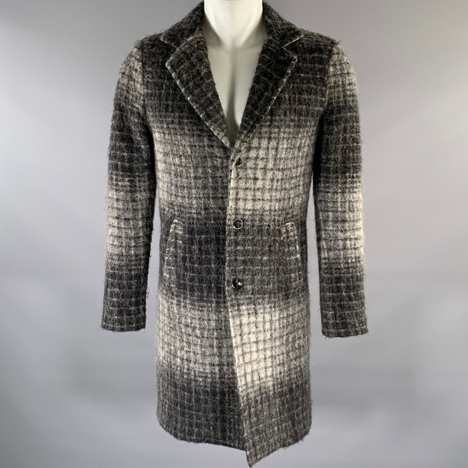 Scotch & Soda SCOTCH & SODA Grey Black Gingham Wool Blend Overcoat Size S Size US S / EU 44-46 / 1 - 1 Thumbnail