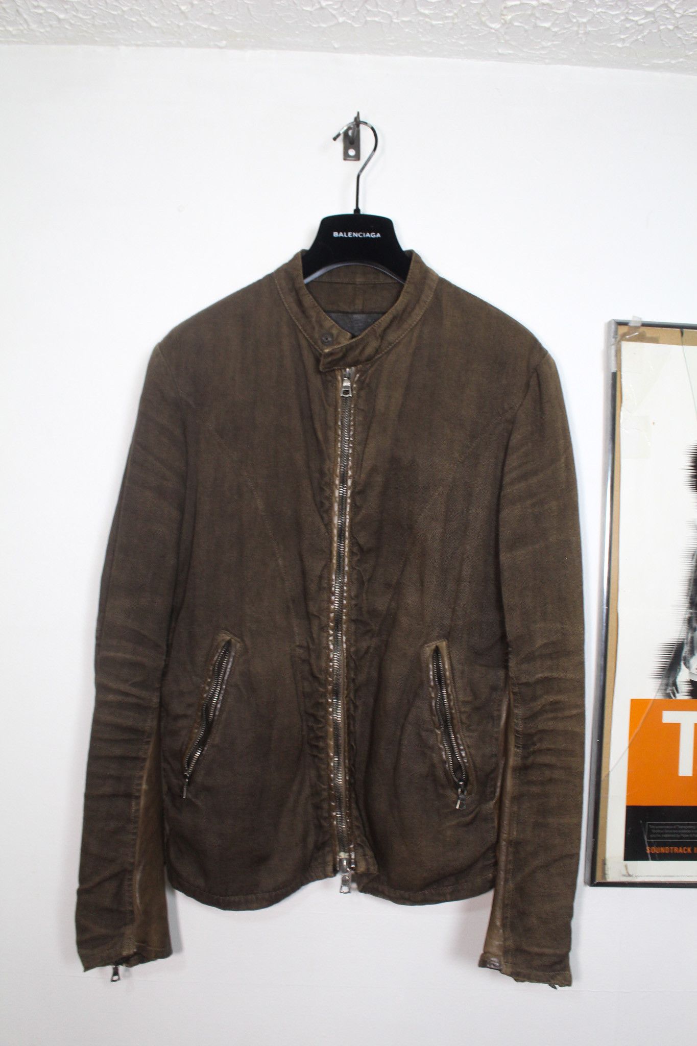 Isamu Katayama Backlash Linen/Cow Leather Moto Rider Jacket Size US S / EU 44-46 / 1 - 1 Thumbnail