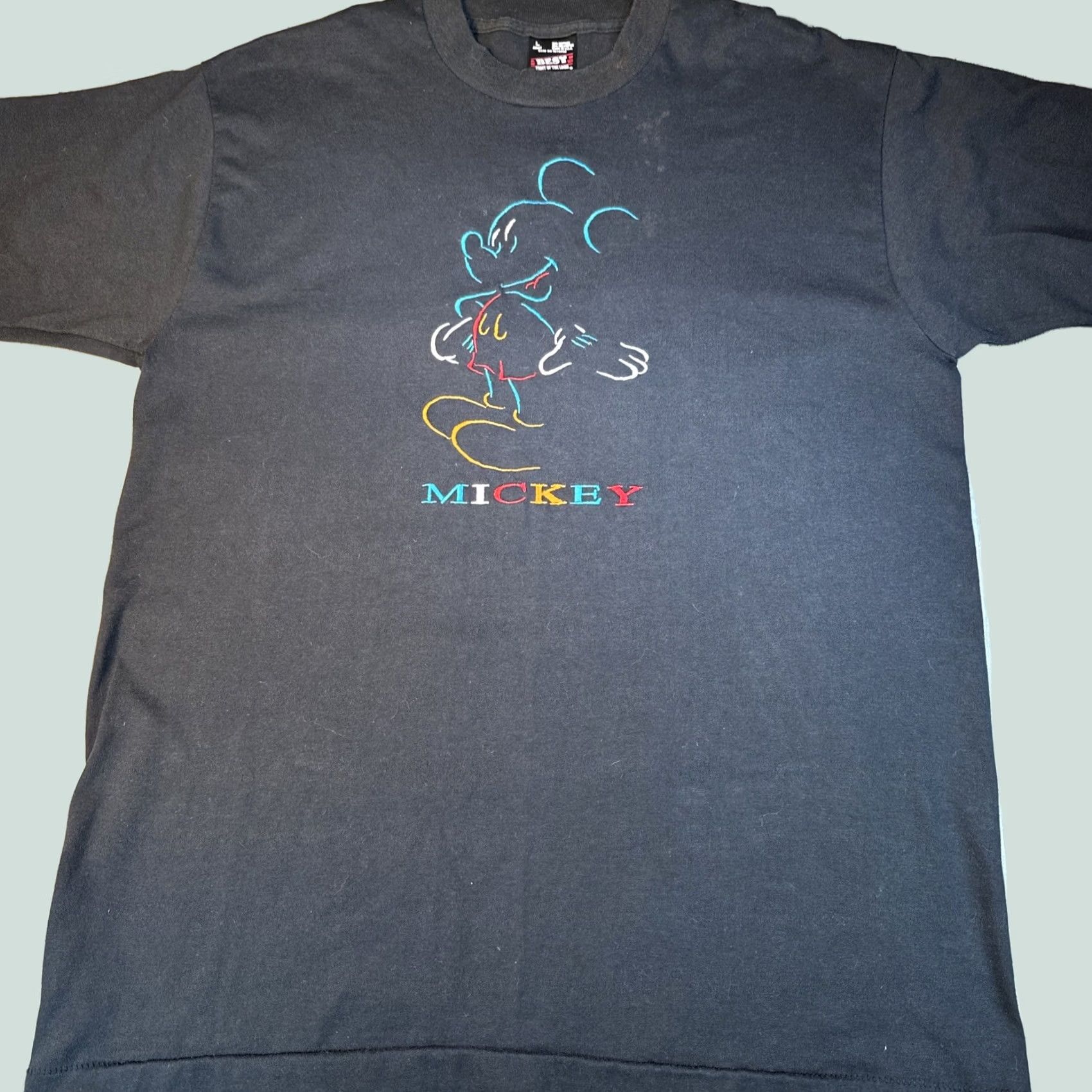 Fruit Of The Loom VINTAGE Fruit of the Loom Mickey Mouse Embroidered Logo T Shirt L Black Cotton Mens Short Sleeve Crew Neck 90s Size US L / EU 52-54 / 3 - 1 Thumbnail