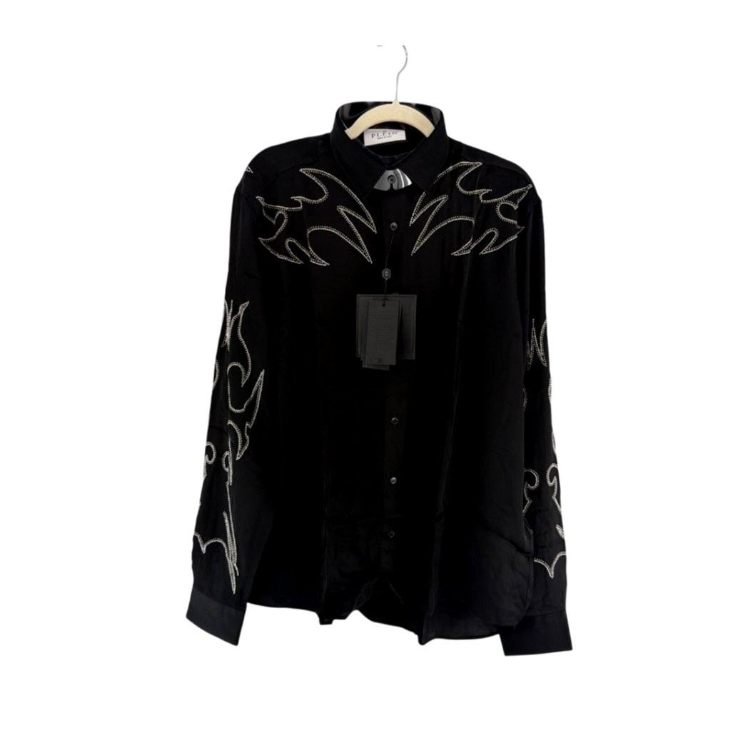 Philipp Plein Philipp Plein Men's Black Embellished Texas Shirt Size 3XL Size US XXL / EU 58 / 5 - 6 Thumbnail