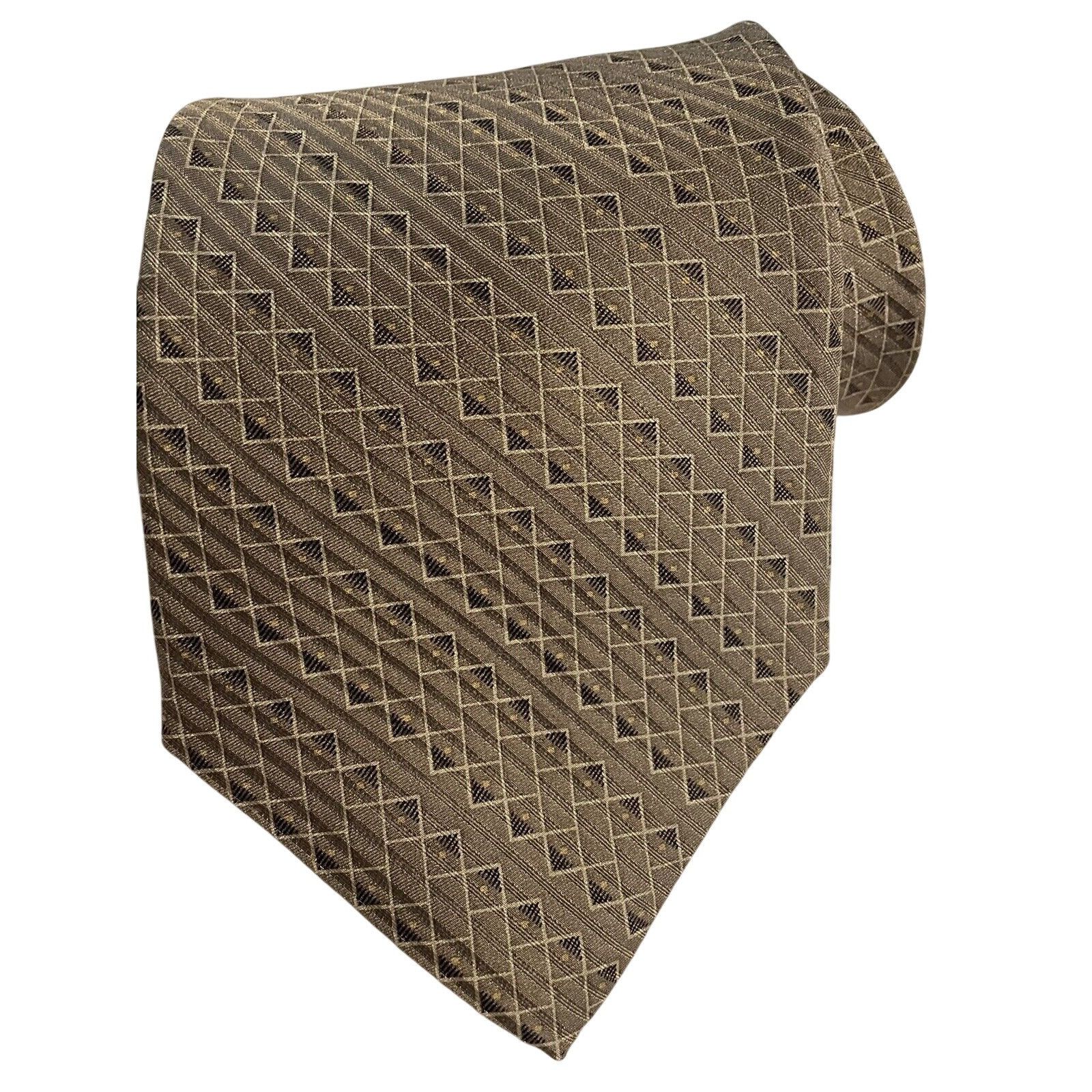 Bill Blass BILL BLASS Brown Tan Men’s Imported Silk Necktie Size ONE SIZE - 1 Thumbnail