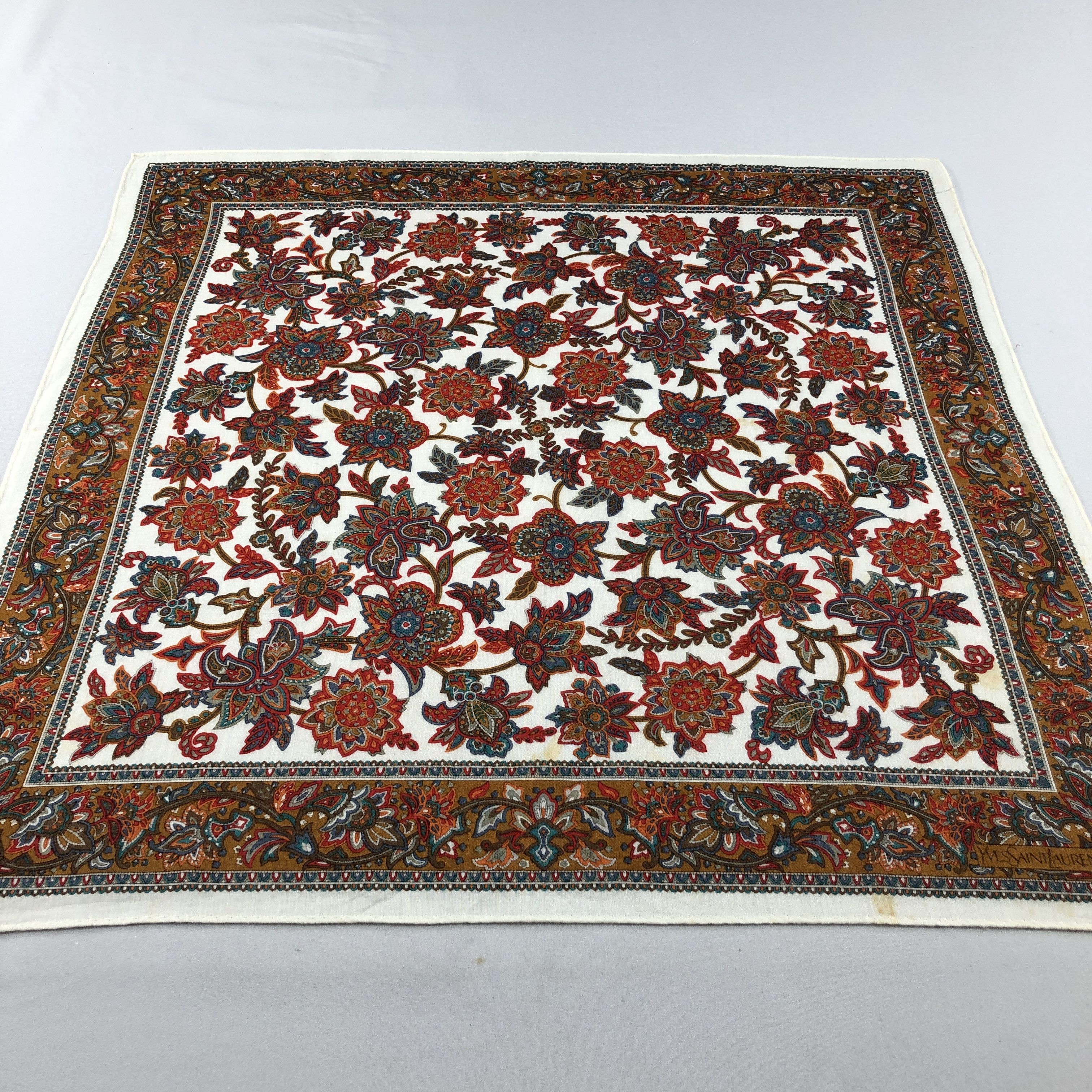 Yves Saint Laurent YSL Floral Handkerchief Neckerchief Bandana H3046 Size ONE SIZE - 4 Thumbnail