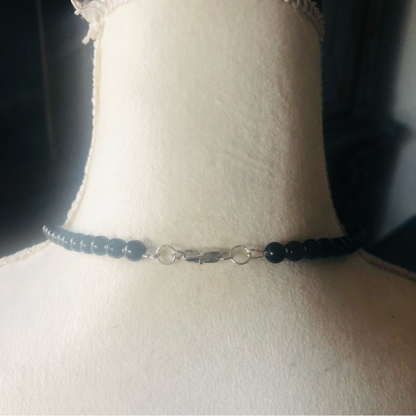 Handmade Handcrafted repurpose black crystal pendant Pearl necklac Size ONE SIZE - 7 Thumbnail