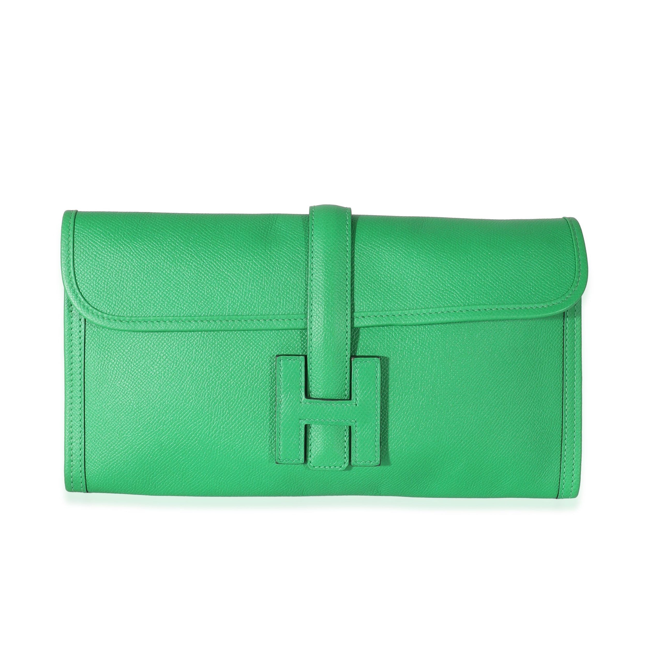 Hermes Epsom Bamboo Elan Jige Clutch 29