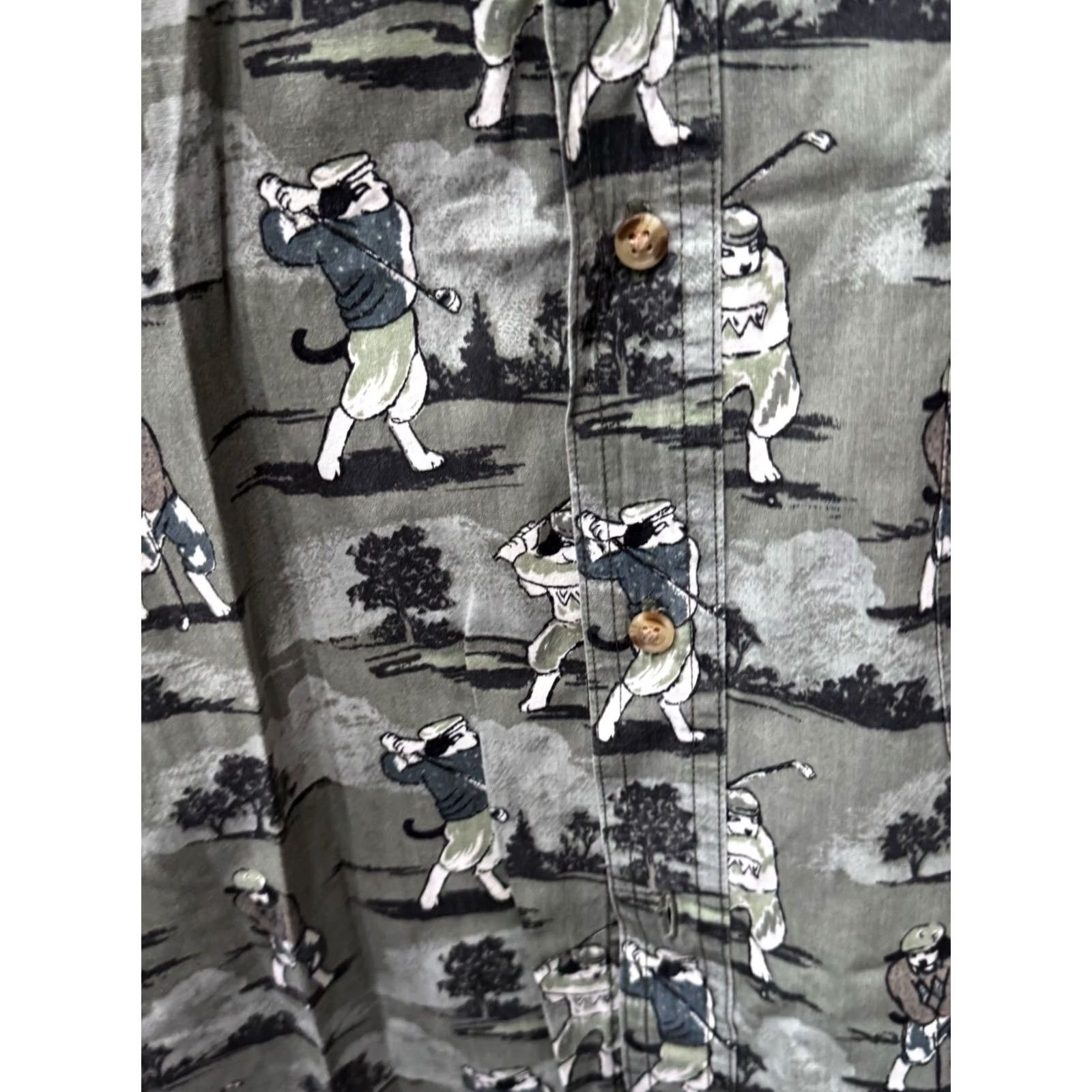 Big Dogs Big Dogs Shirt SHORT SLEEVE Button Up Dog Golfing Artwork Large L Multicolor Mens Size US L / EU 52-54 / 3 - 3 Thumbnail