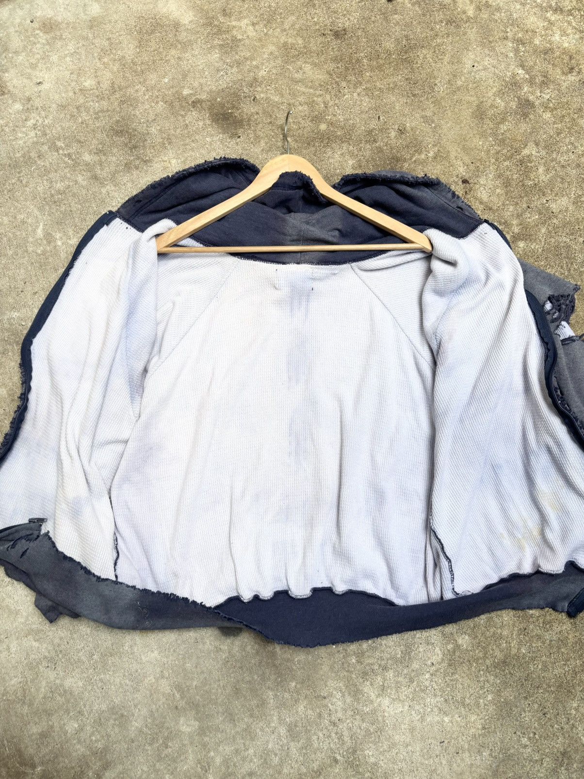 Vintage Thrashed Faded Distressed Thermal Navy Hoodie ERD Grunge Size US L / EU 52-54 / 3 - 10 Thumbnail