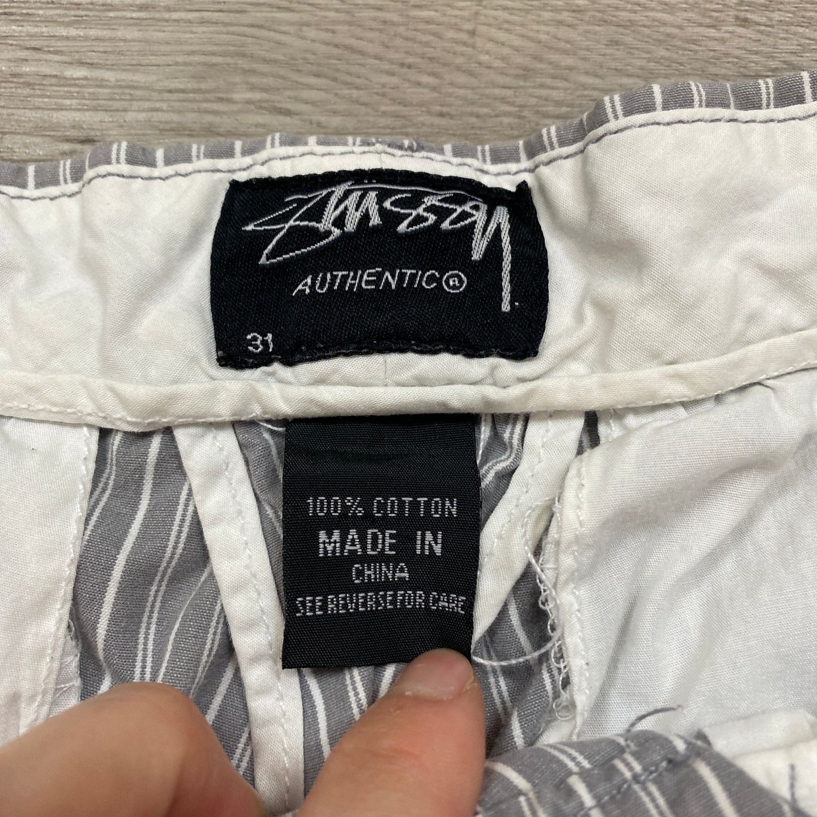 Stussy × Vintage VTG Stussy Pinstripe Chino 11" Shorts Men's 31 Y2K Skater Size US 31 - 3 Thumbnail
